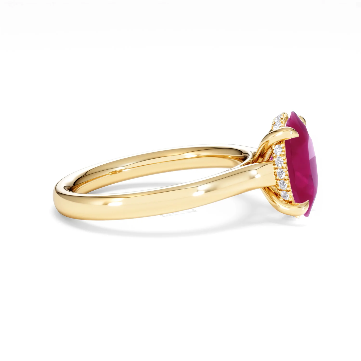 Amora 2.00ct Oval Cut Lab Ruby Hidden Halo Engagement Ring in 18K Yellow Gold - Image 26