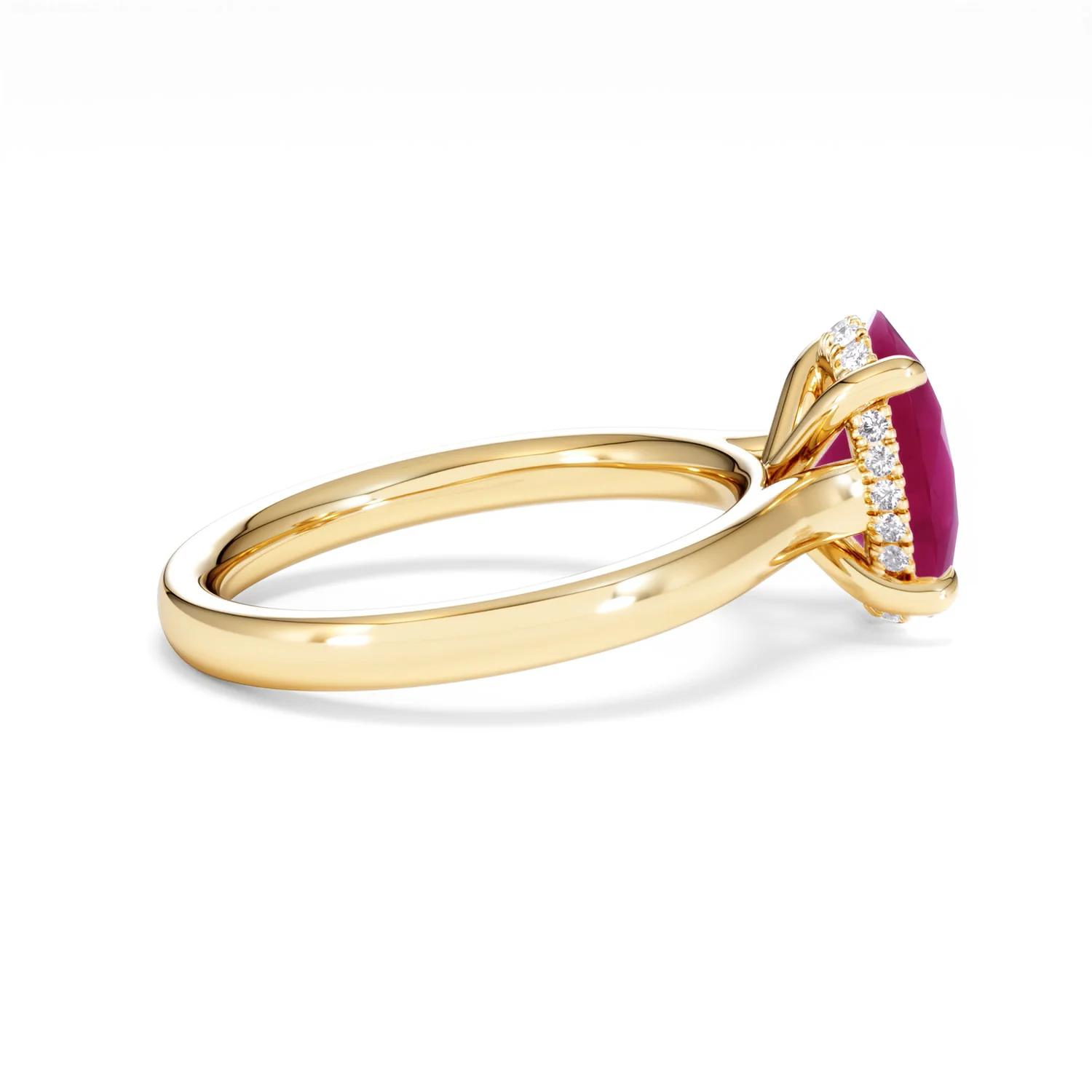 Amora 2.00ct Oval Cut Lab Ruby Hidden Halo Engagement Ring in 18K Yellow Gold - Image 31