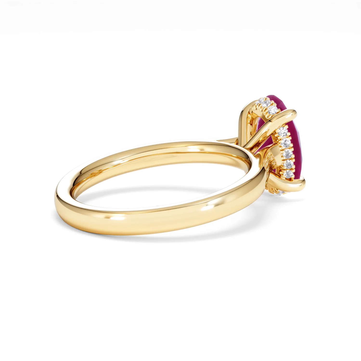 Amora 2.00ct Oval Cut Lab Ruby Hidden Halo Engagement Ring in 18K Yellow Gold - Image 36