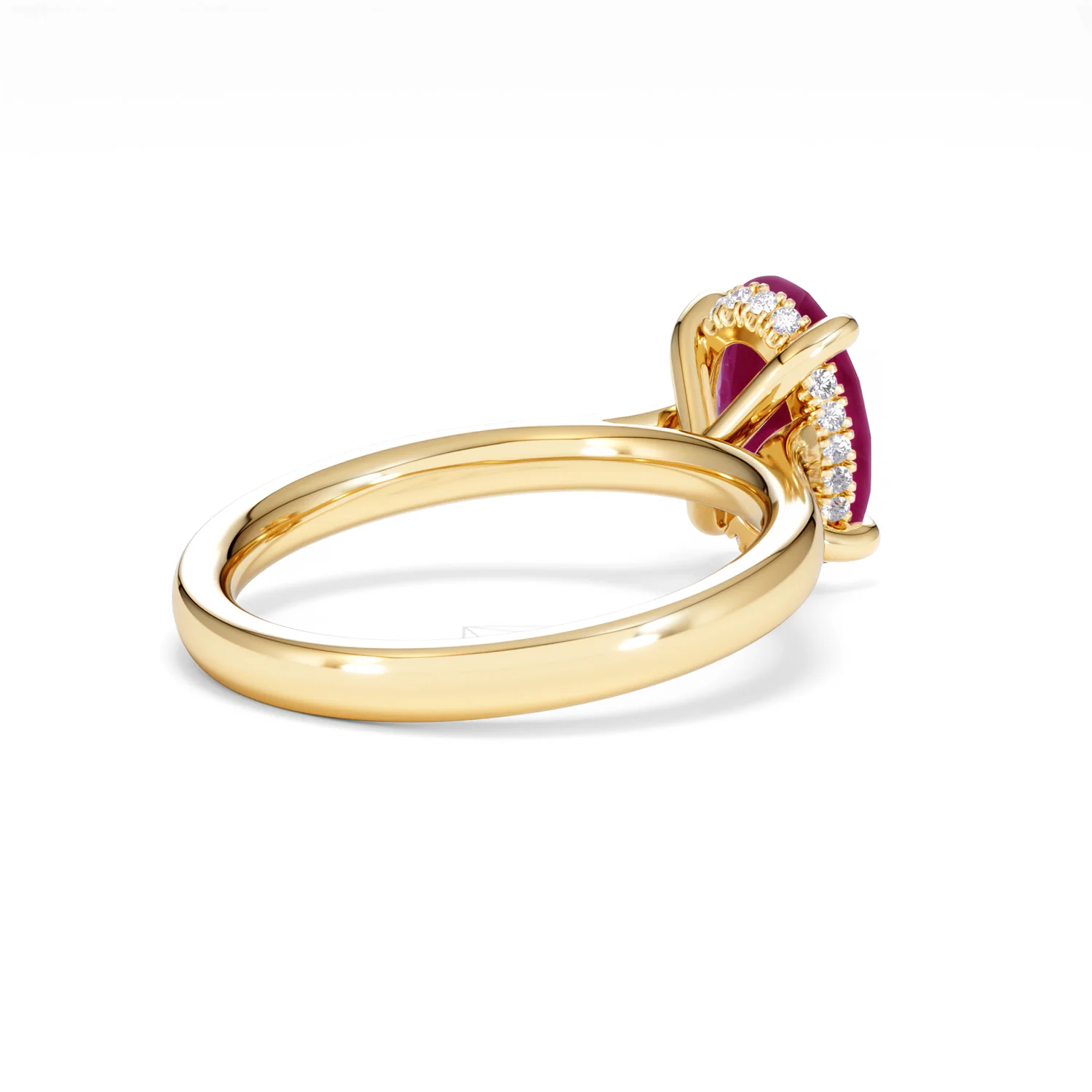 Amora 2.00ct Oval Cut Lab Ruby Hidden Halo Engagement Ring in 18K Yellow Gold - Image 39