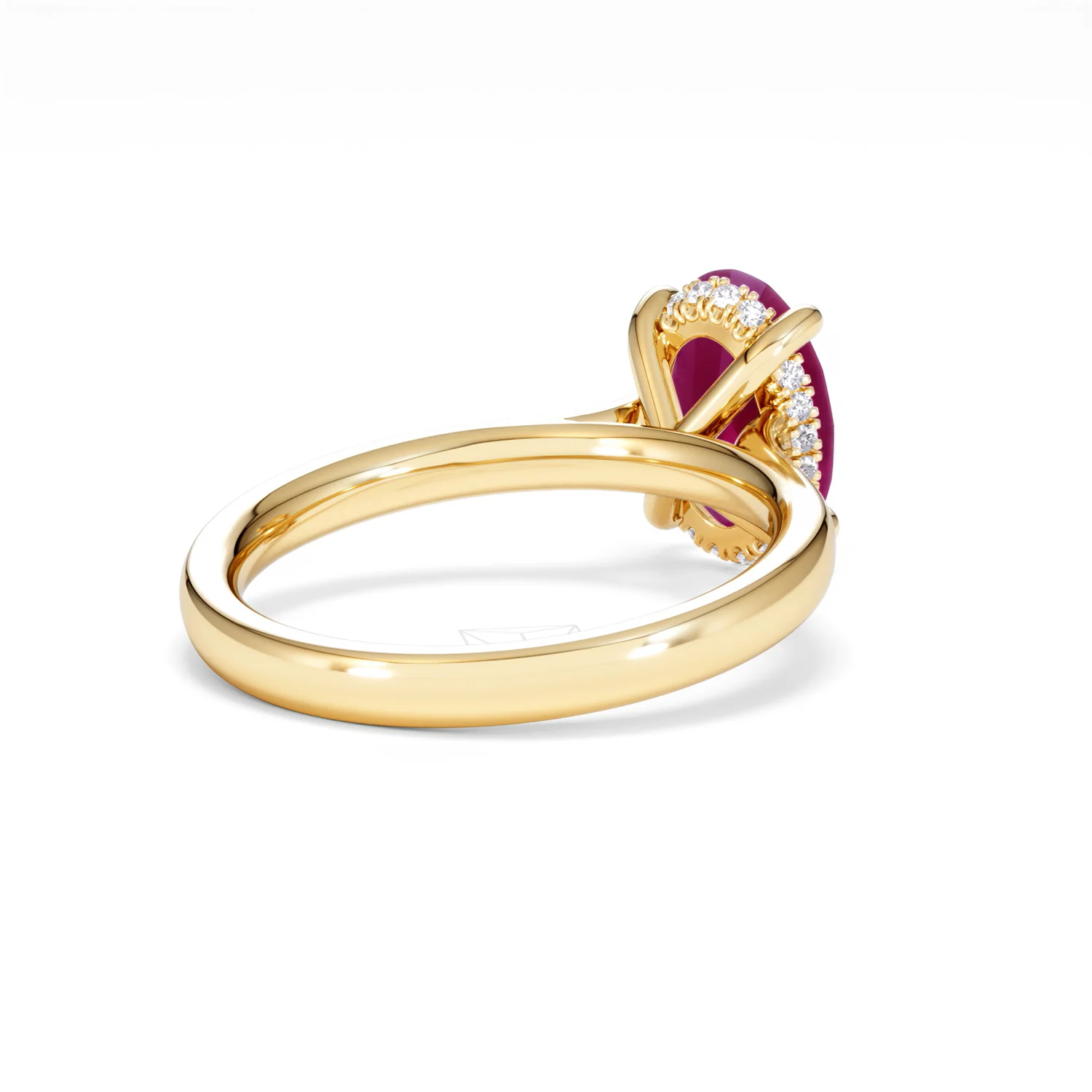 Amora 2.00ct Oval Cut Lab Ruby Hidden Halo Engagement Ring in 18K Yellow Gold - Image 41