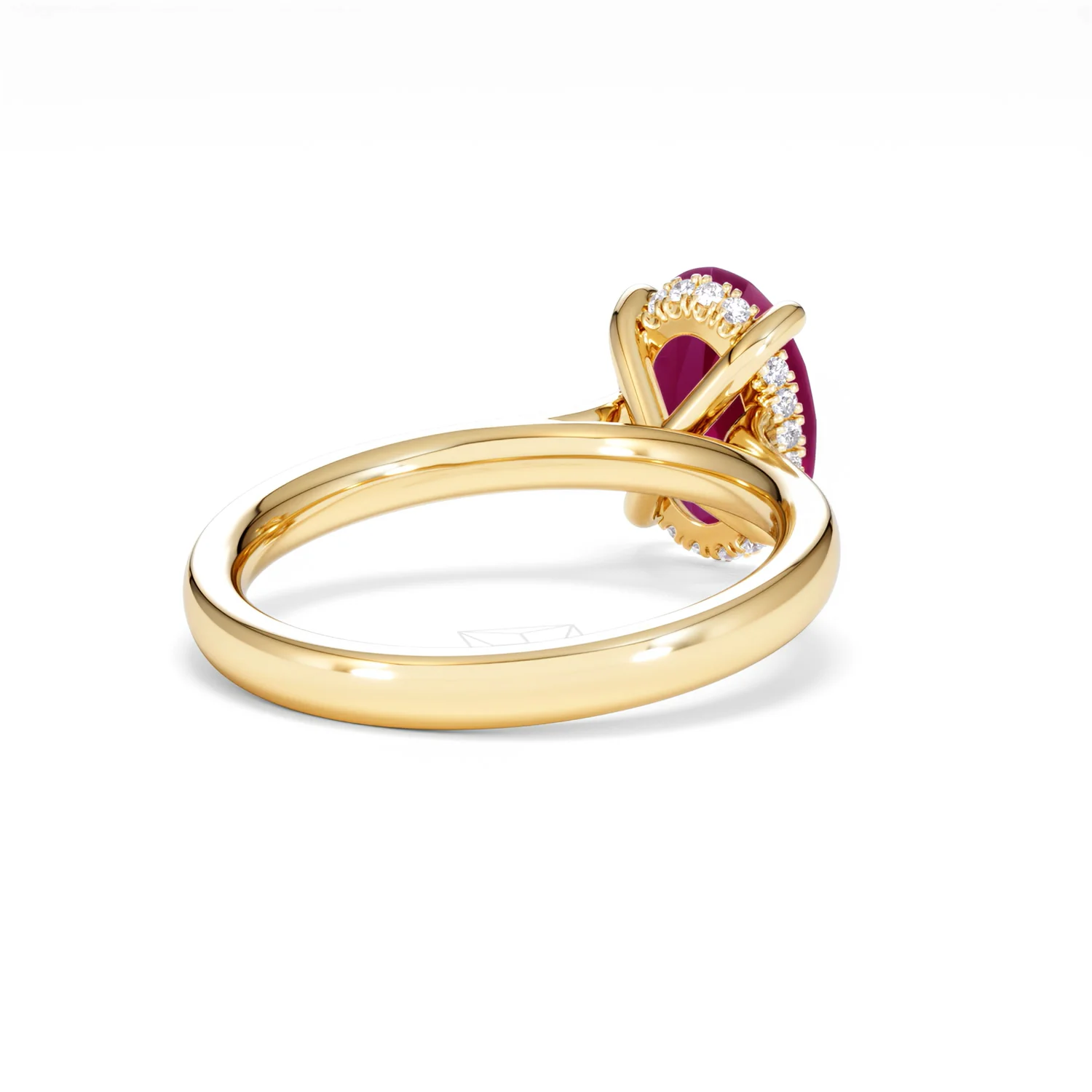 Amora 2.00ct Oval Cut Lab Ruby Hidden Halo Engagement Ring in 18K Yellow Gold - Image 42