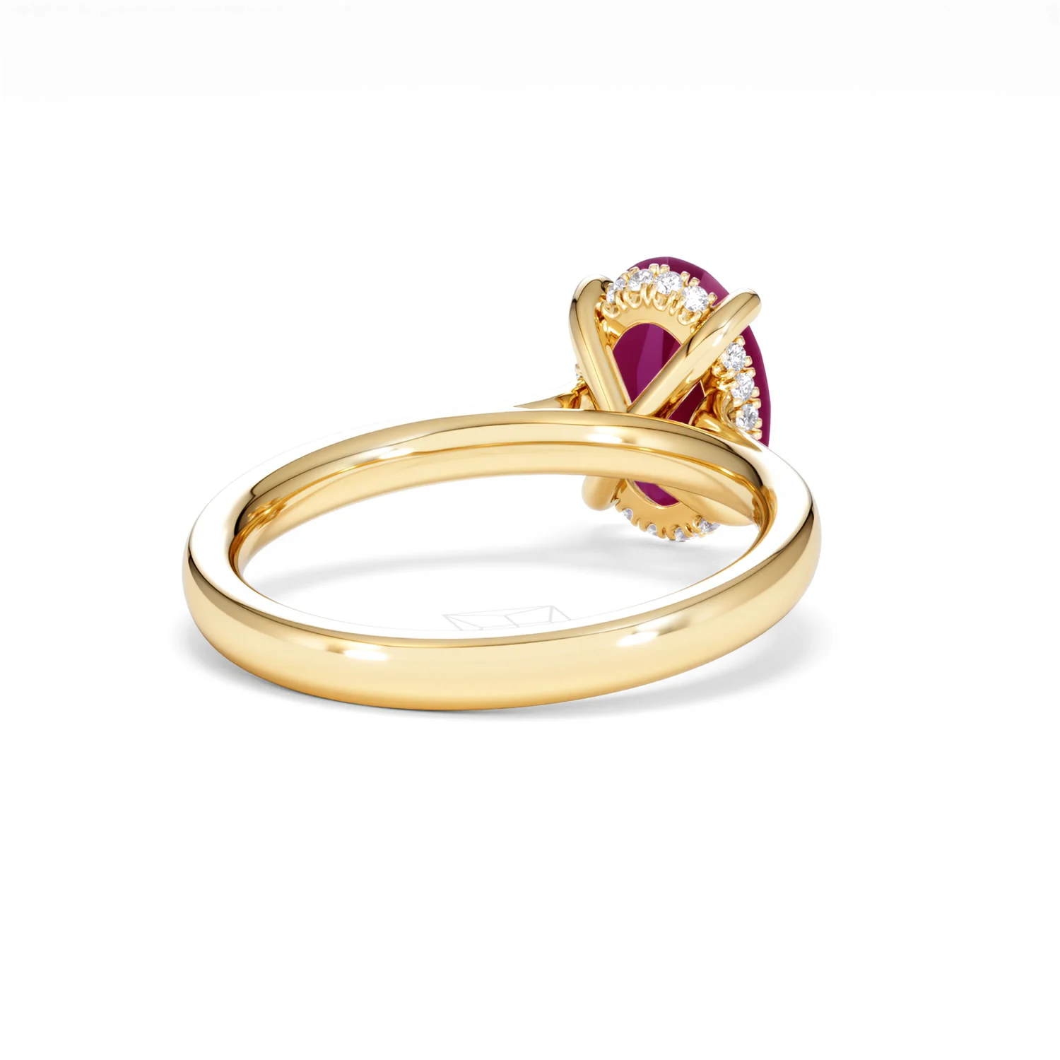 Amora 2.00ct Oval Cut Lab Ruby Hidden Halo Engagement Ring in 18K Yellow Gold - Image 43