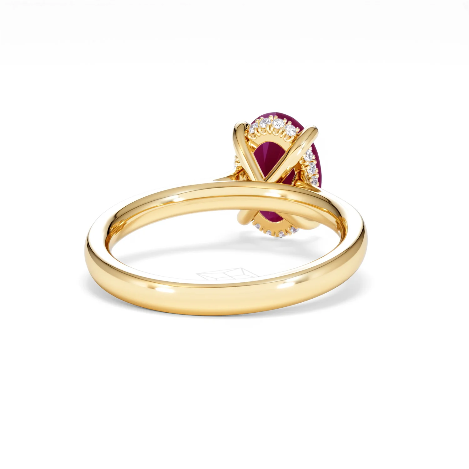 Amora 2.00ct Oval Cut Lab Ruby Hidden Halo Engagement Ring in 18K Yellow Gold - Image 45