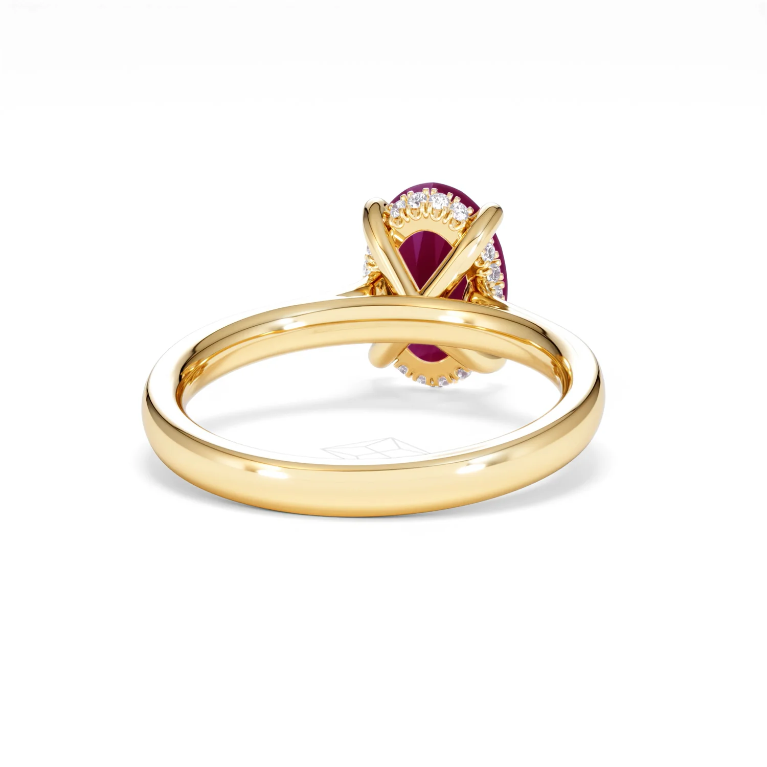 Amora 2.00ct Oval Cut Lab Ruby Hidden Halo Engagement Ring in 18K Yellow Gold - Image 46