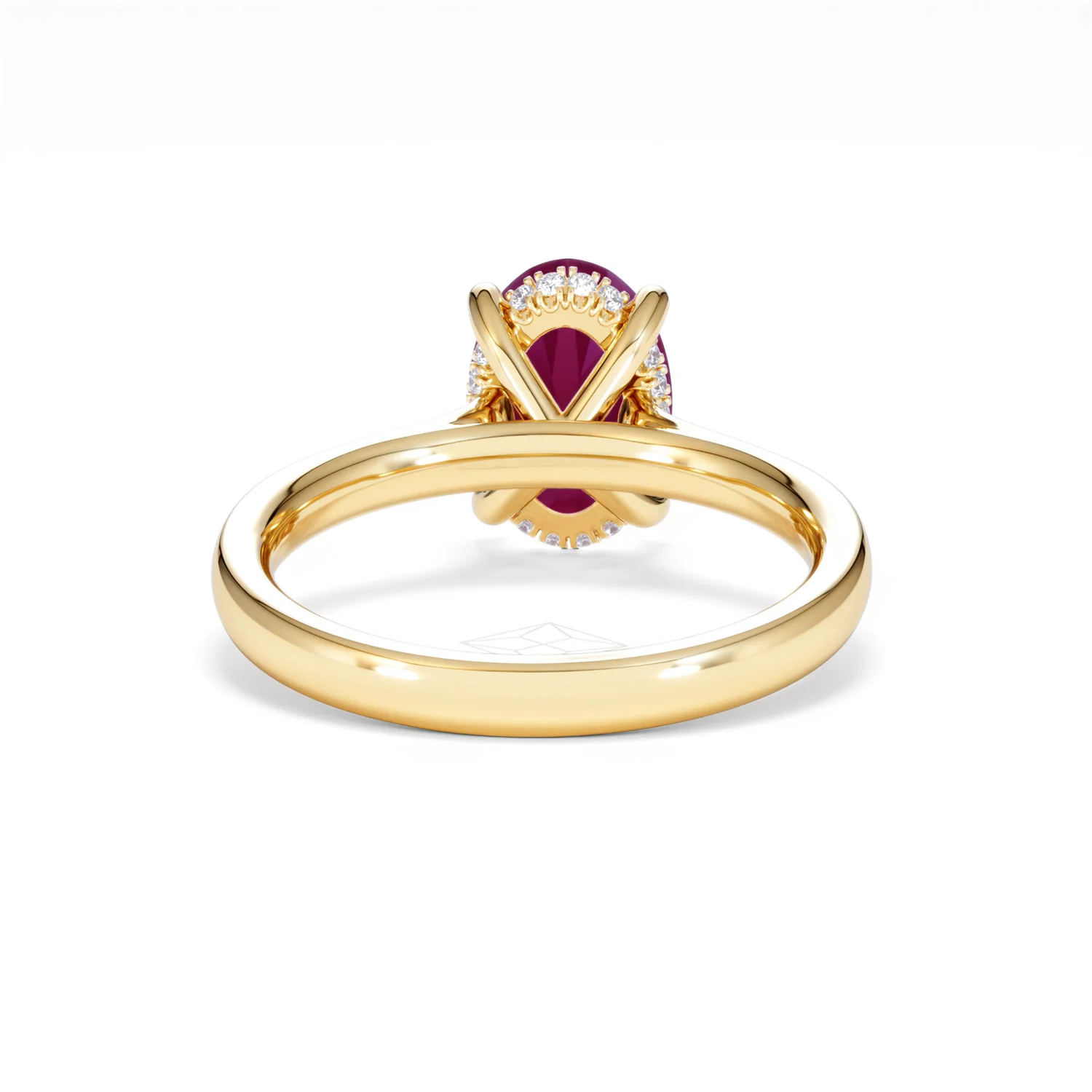 Amora 2.00ct Oval Cut Lab Ruby Hidden Halo Engagement Ring in 18K Yellow Gold - Image 48