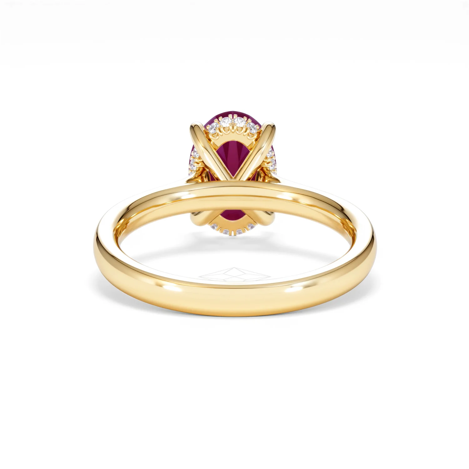 Amora 2.00ct Oval Cut Lab Ruby Hidden Halo Engagement Ring in 18K Yellow Gold - Image 49