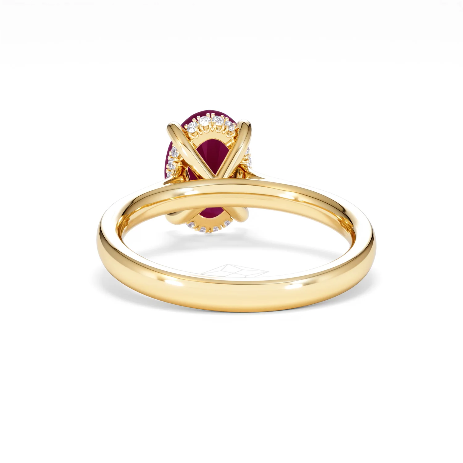 Amora 2.00ct Oval Cut Lab Ruby Hidden Halo Engagement Ring in 18K Yellow Gold - Image 51