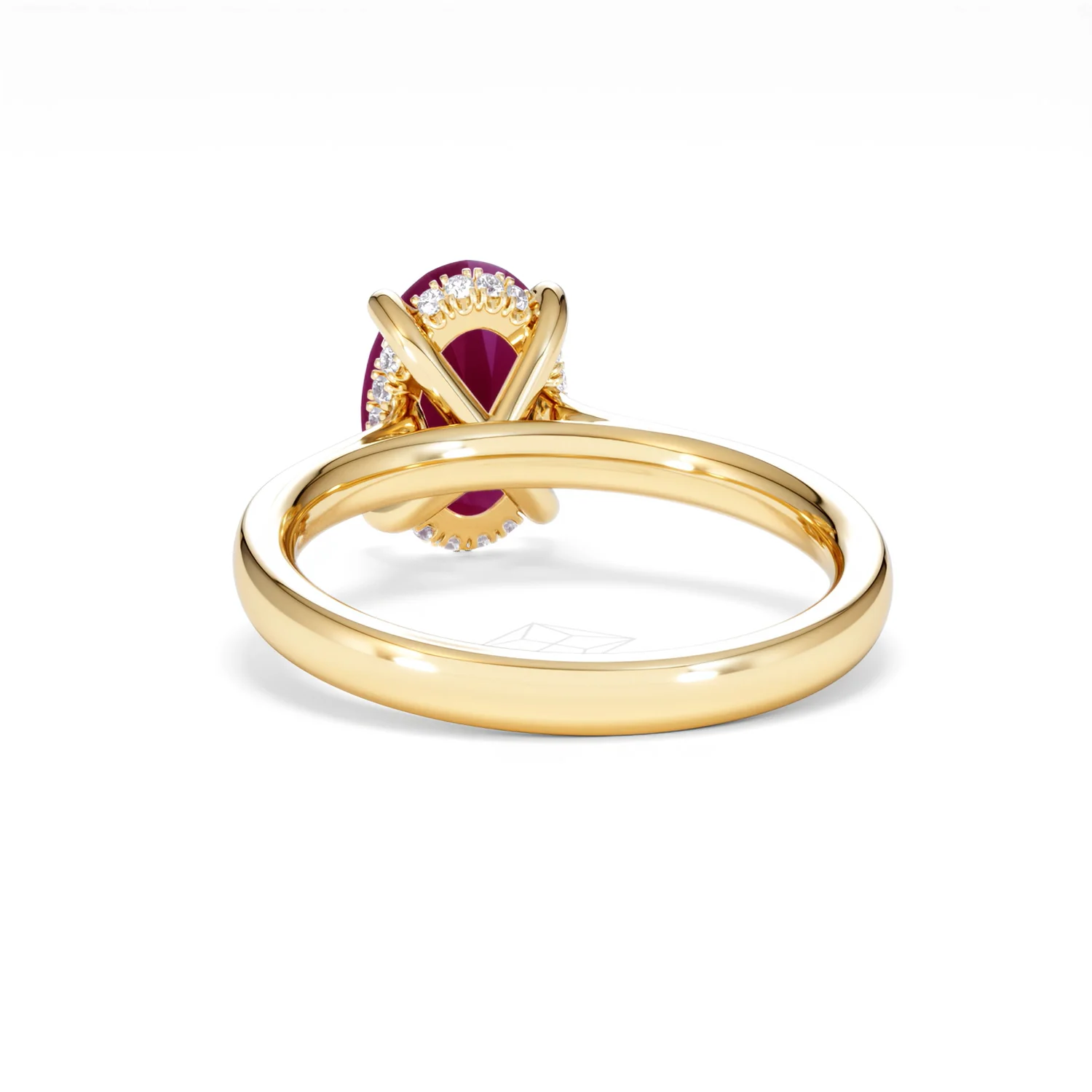 Amora 2.00ct Oval Cut Lab Ruby Hidden Halo Engagement Ring in 18K Yellow Gold - Image 52