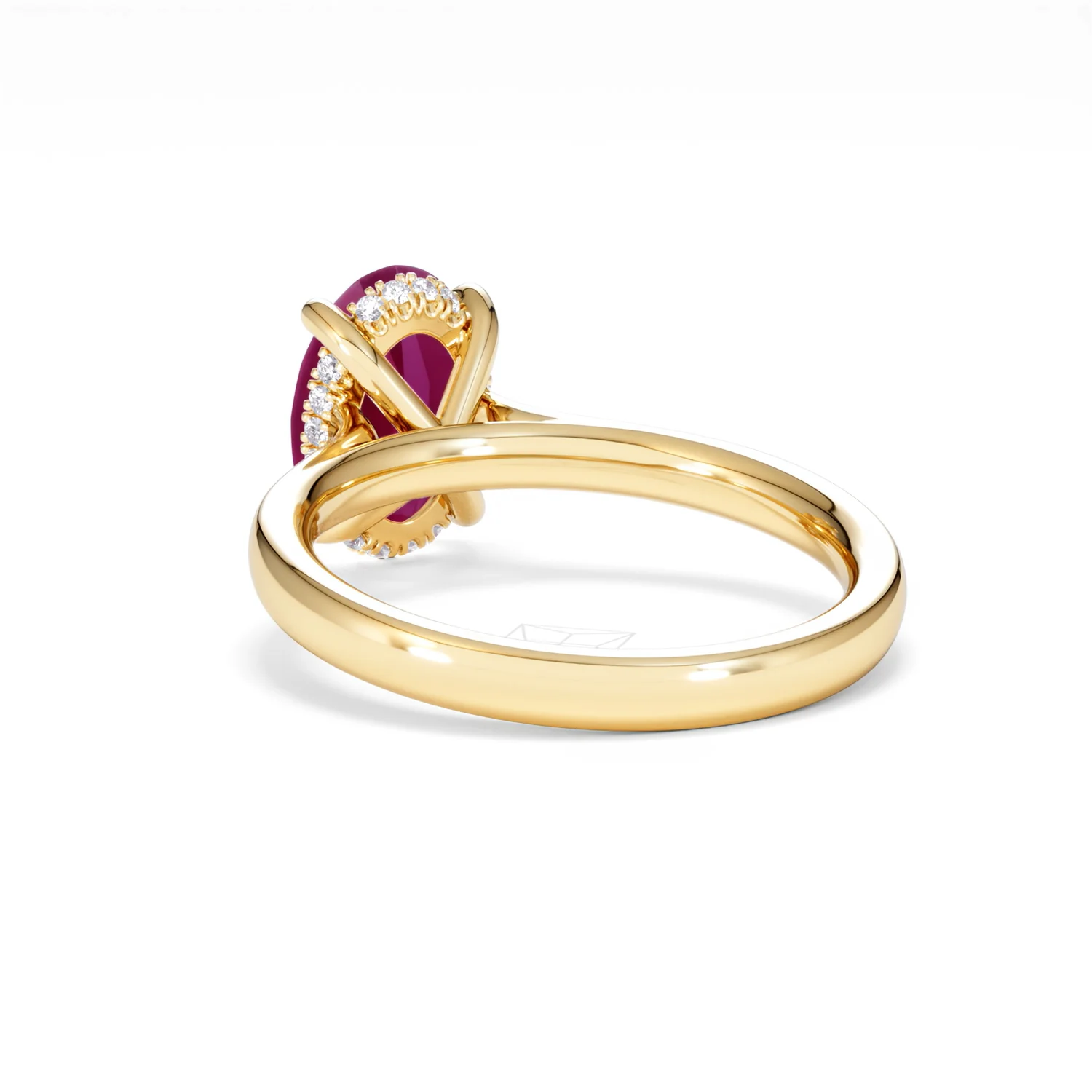 Amora 2.00ct Oval Cut Lab Ruby Hidden Halo Engagement Ring in 18K Yellow Gold - Image 55