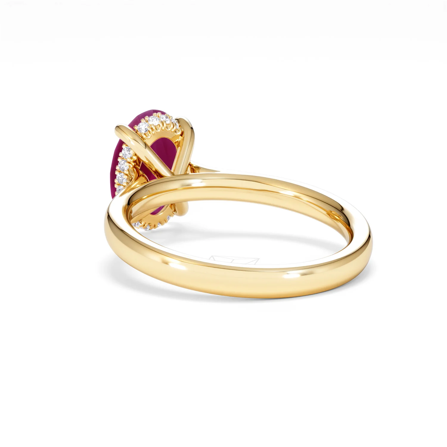 Amora 2.00ct Oval Cut Lab Ruby Hidden Halo Engagement Ring in 18K Yellow Gold - Image 56