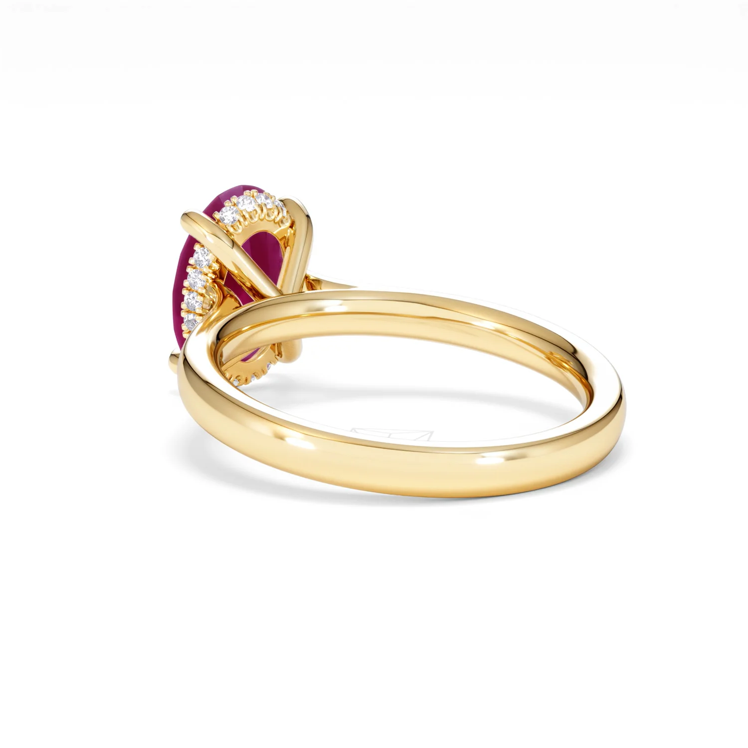 Amora 2.00ct Oval Cut Lab Ruby Hidden Halo Engagement Ring in 18K Yellow Gold - Image 57
