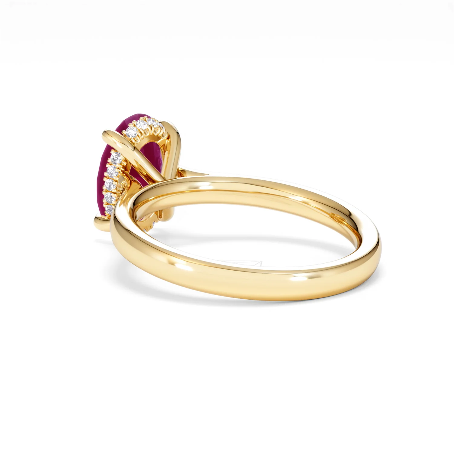 Amora 2.00ct Oval Cut Lab Ruby Hidden Halo Engagement Ring in 18K Yellow Gold - Image 58