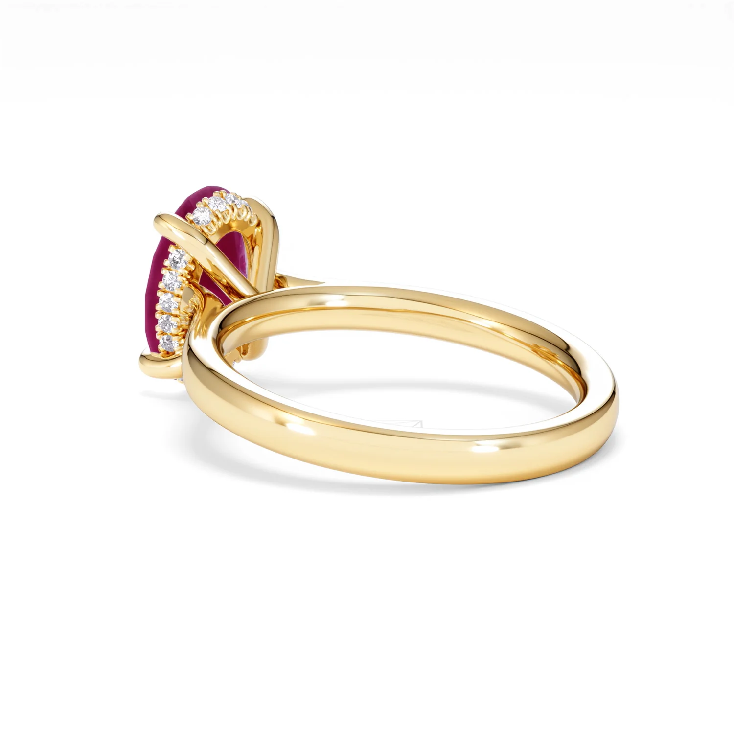 Amora 2.00ct Oval Cut Lab Ruby Hidden Halo Engagement Ring in 18K Yellow Gold - Image 59