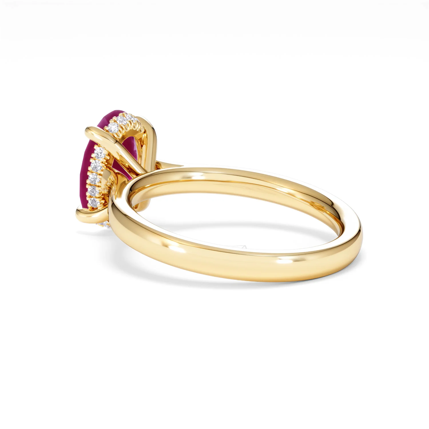 Amora 2.00ct Oval Cut Lab Ruby Hidden Halo Engagement Ring in 18K Yellow Gold - Image 60