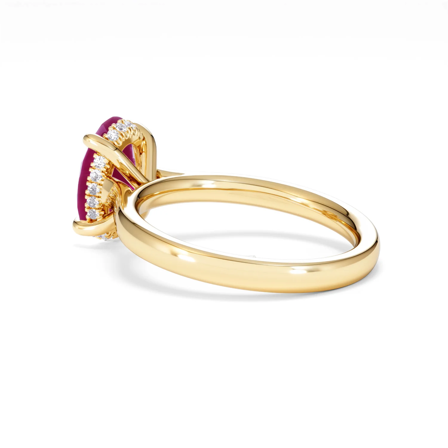 Amora 2.00ct Oval Cut Lab Ruby Hidden Halo Engagement Ring in 18K Yellow Gold - Image 61