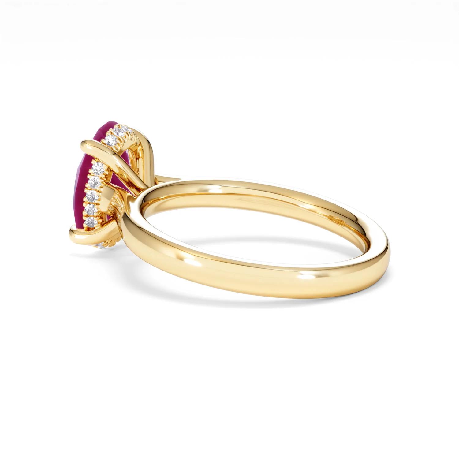 Amora 2.00ct Oval Cut Lab Ruby Hidden Halo Engagement Ring in 18K Yellow Gold - Image 62