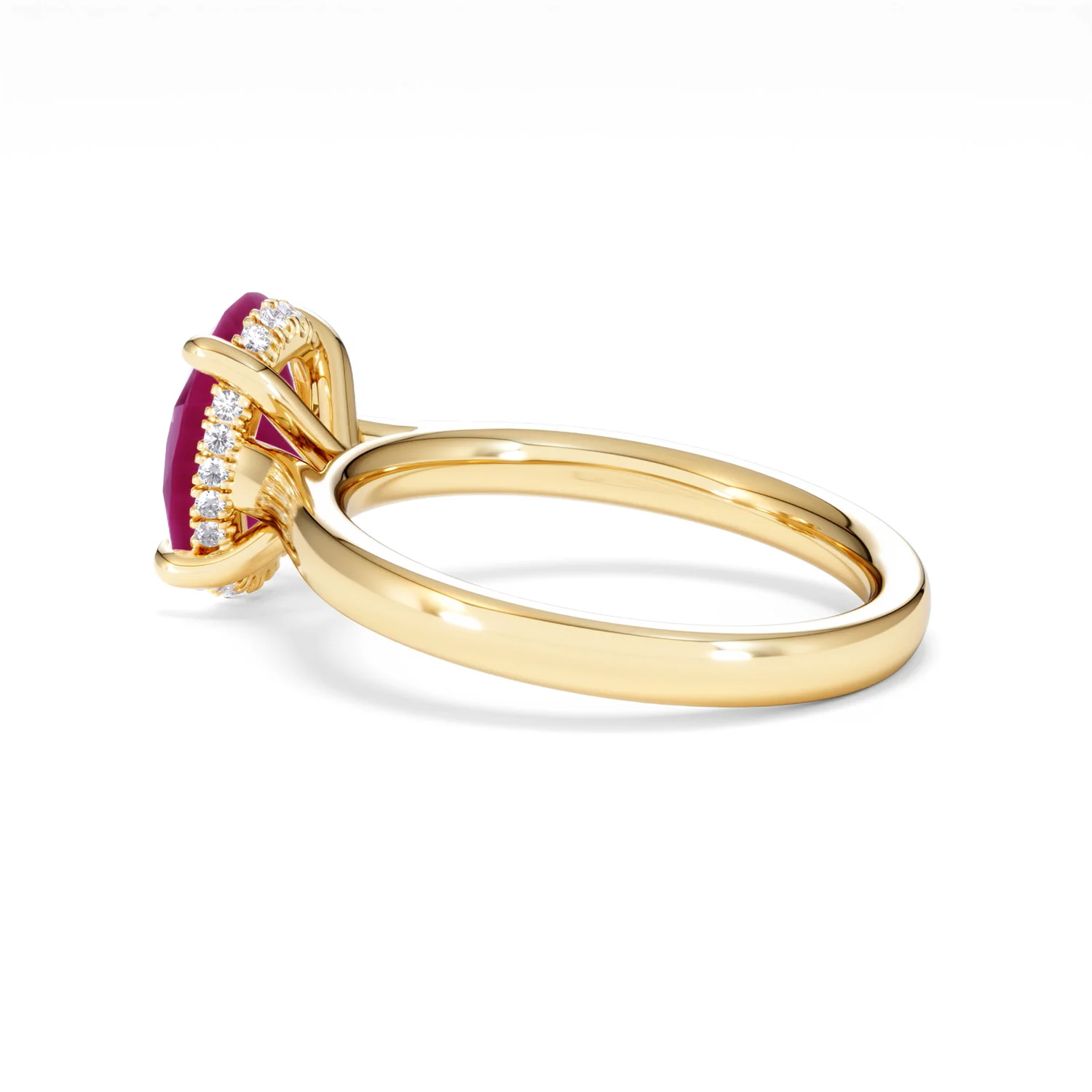 Amora 2.00ct Oval Cut Lab Ruby Hidden Halo Engagement Ring in 18K Yellow Gold - Image 63