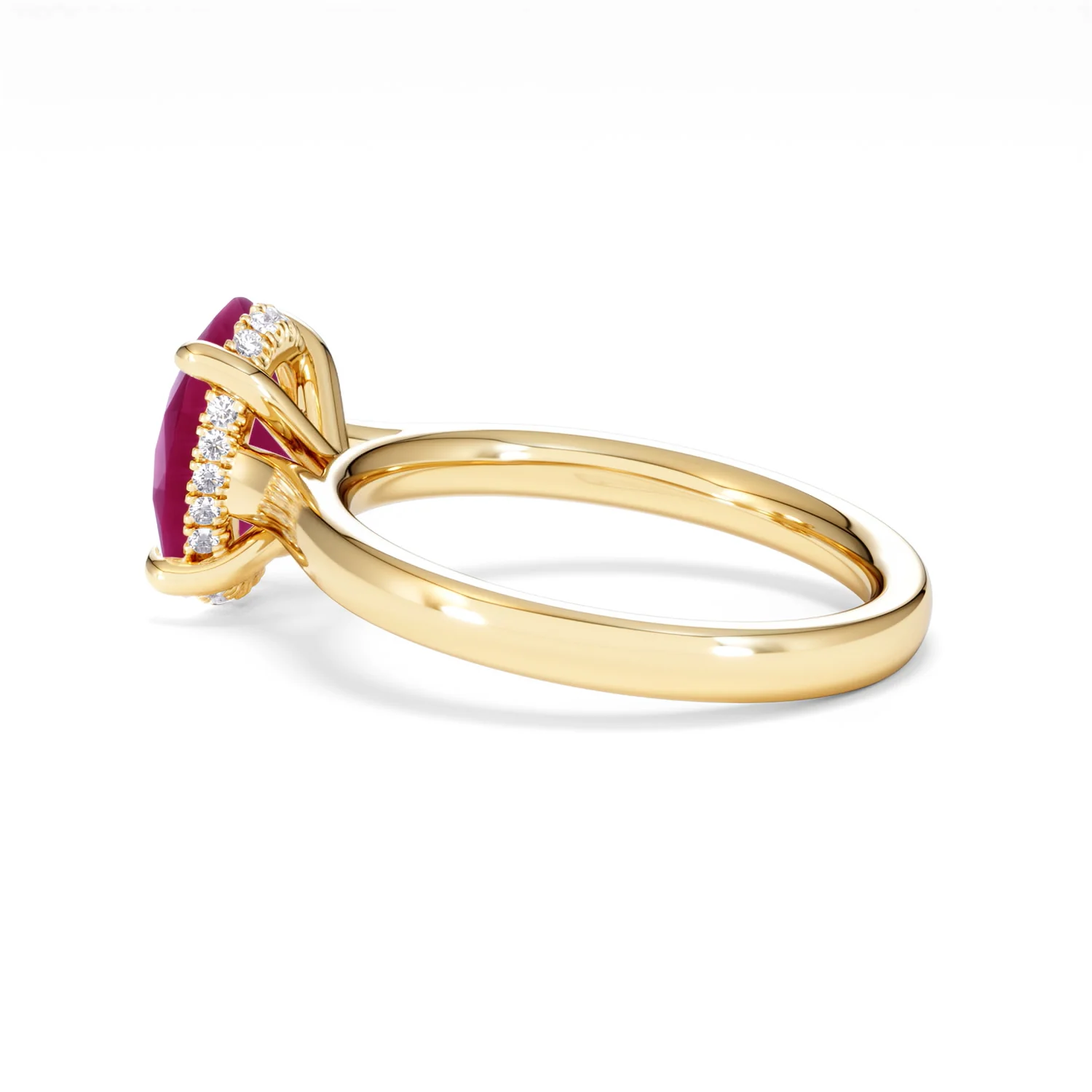 Amora 2.00ct Oval Cut Lab Ruby Hidden Halo Engagement Ring in 18K Yellow Gold - Image 64