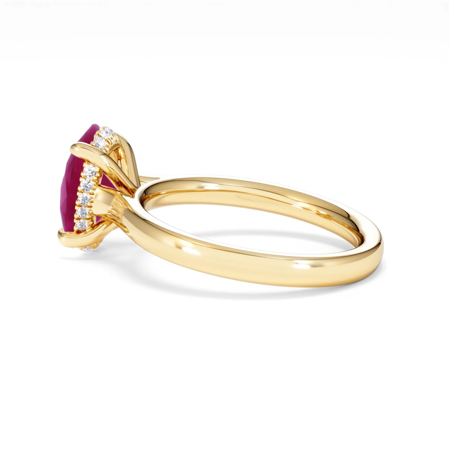 Amora 2.00ct Oval Cut Lab Ruby Hidden Halo Engagement Ring in 18K Yellow Gold - Image 65