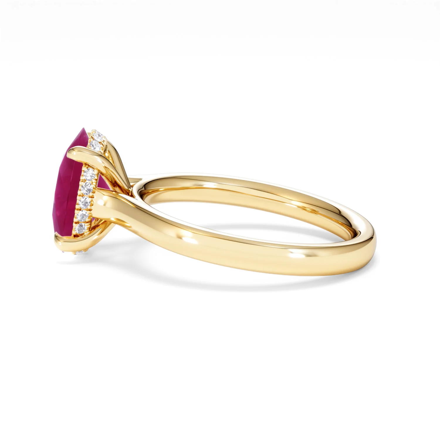 Amora 2.00ct Oval Cut Lab Ruby Hidden Halo Engagement Ring in 18K Yellow Gold - Image 68