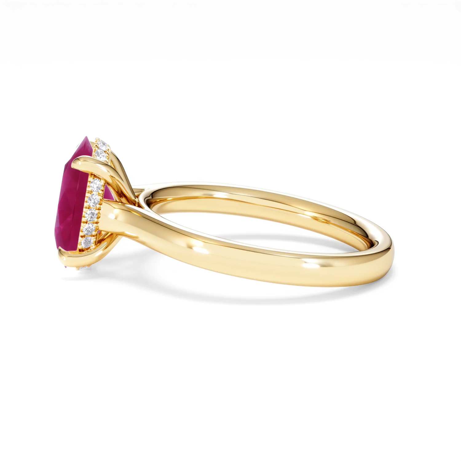 Amora 2.00ct Oval Cut Lab Ruby Hidden Halo Engagement Ring in 18K Yellow Gold - Image 69