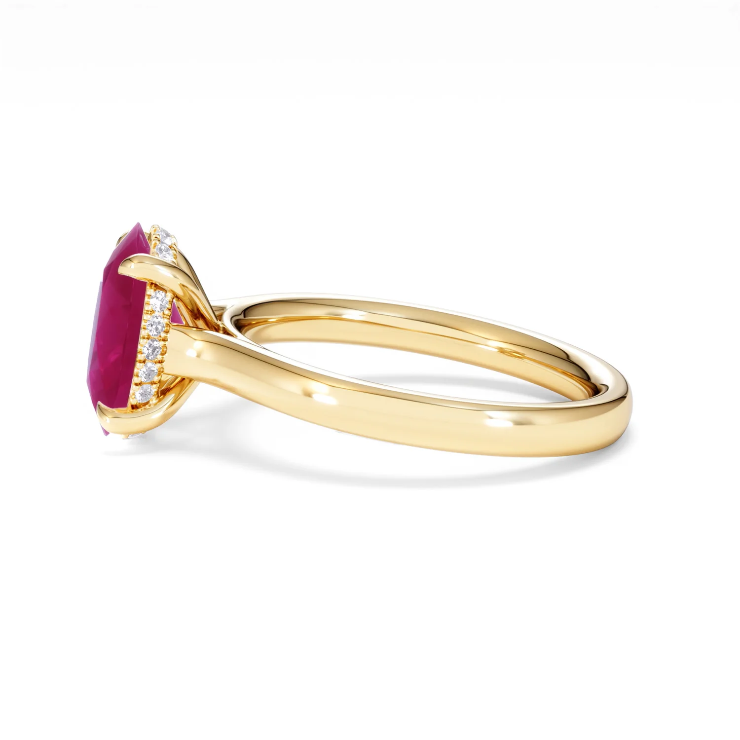 Amora 2.00ct Oval Cut Lab Ruby Hidden Halo Engagement Ring in 18K Yellow Gold - Image 70