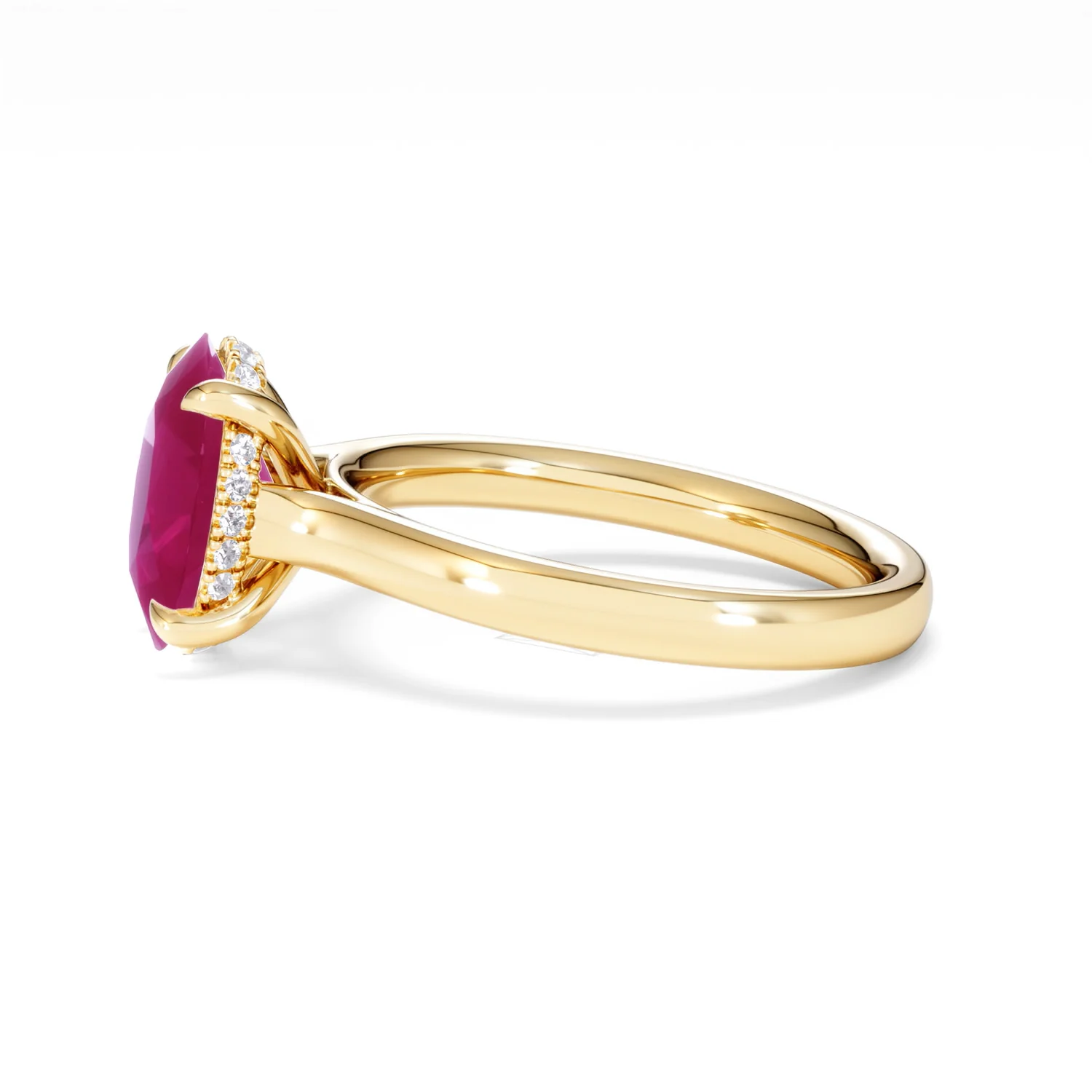 Amora 2.00ct Oval Cut Lab Ruby Hidden Halo Engagement Ring in 18K Yellow Gold - Image 71