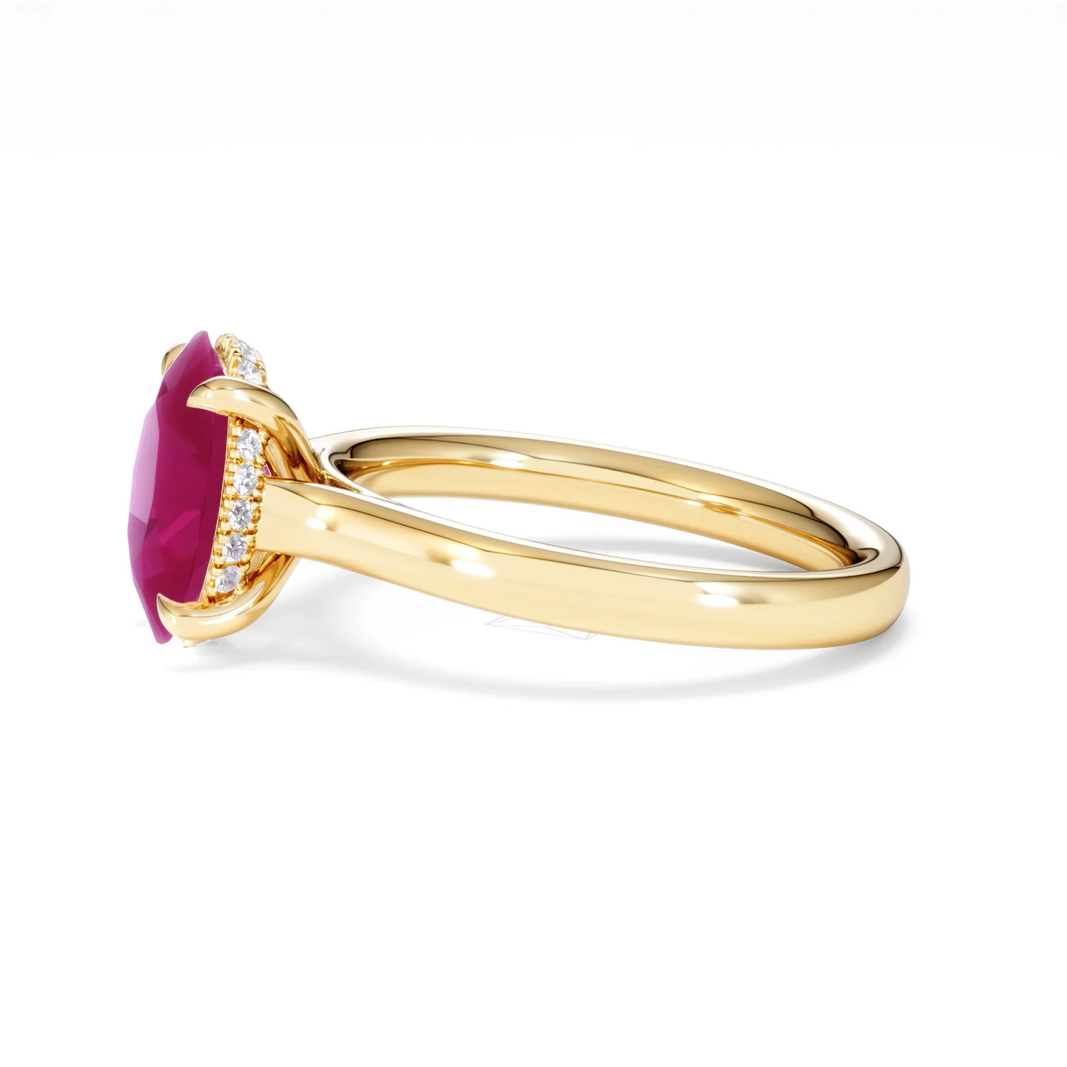 Amora 2.00ct Oval Cut Lab Ruby Hidden Halo Engagement Ring in 18K Yellow Gold - Image 72