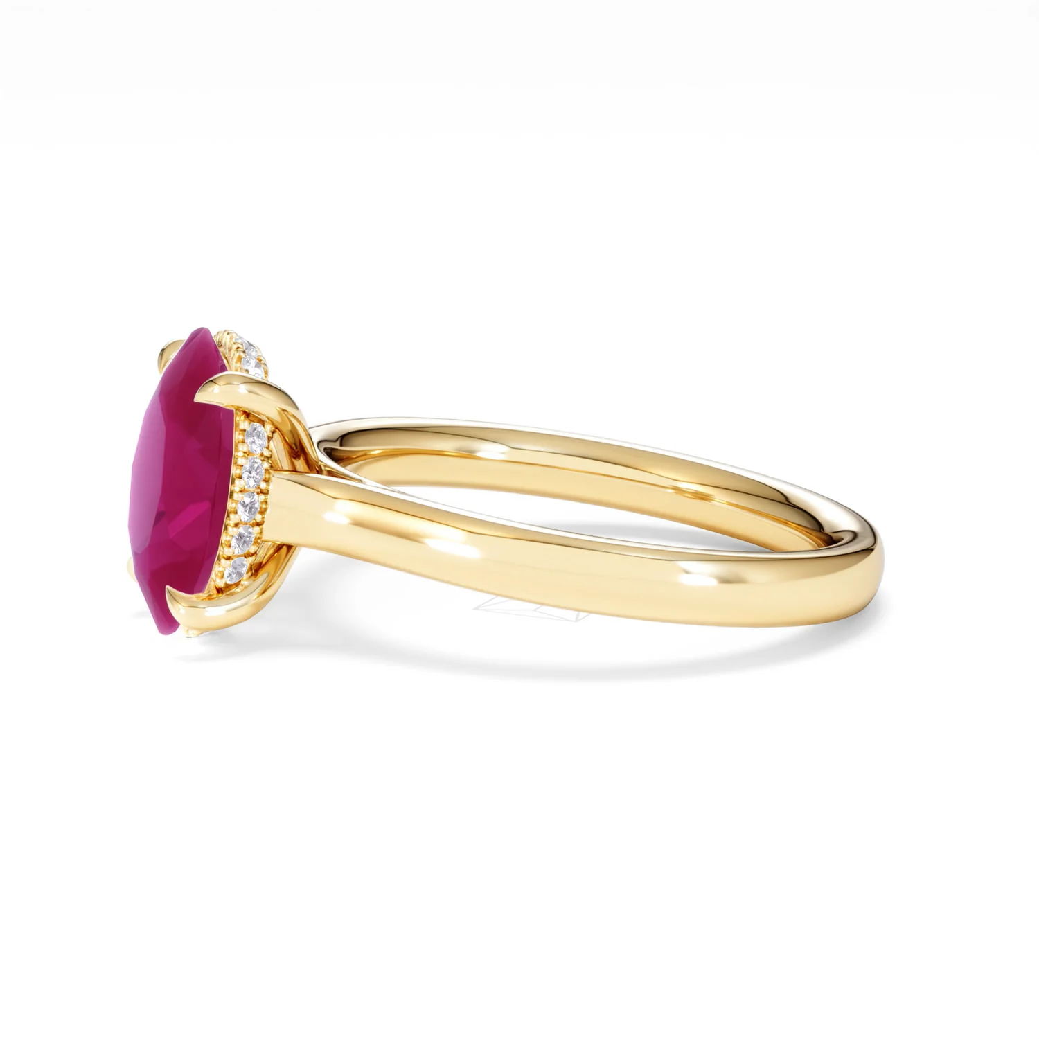 Amora 2.00ct Oval Cut Lab Ruby Hidden Halo Engagement Ring in 18K Yellow Gold - Image 73