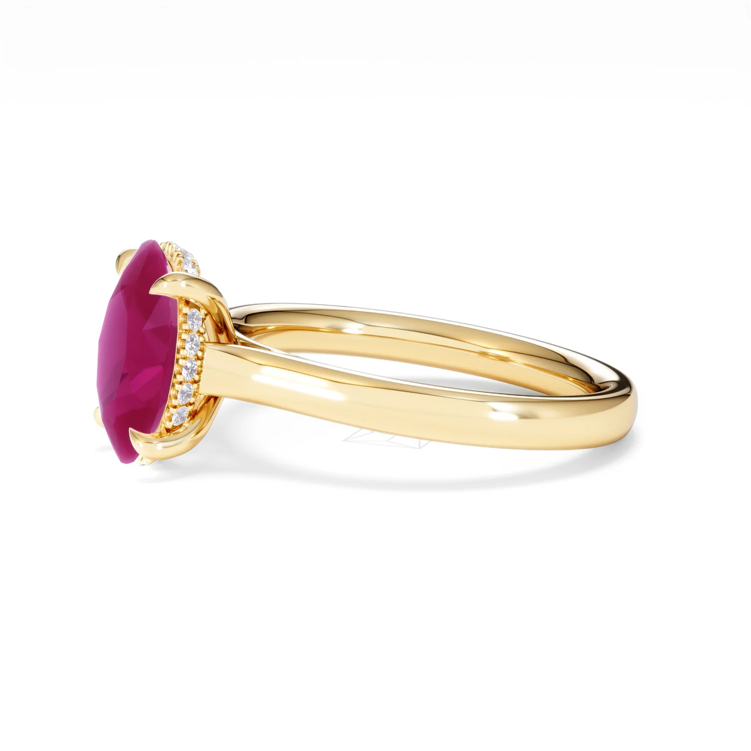 Amora 2.00ct Oval Cut Lab Ruby Hidden Halo Engagement Ring in 18K Yellow Gold - Image 74