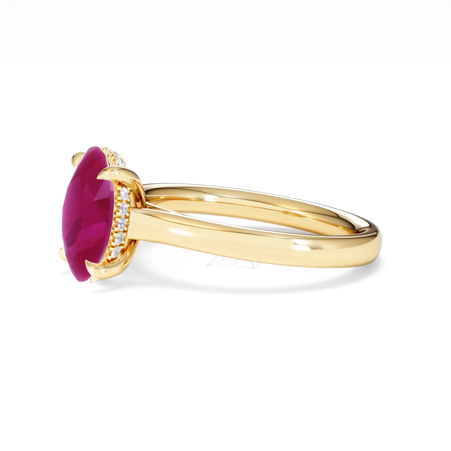 Amora 2.00ct Oval Cut Lab Ruby Hidden Halo Engagement Ring in 18K Yellow Gold - Image 75