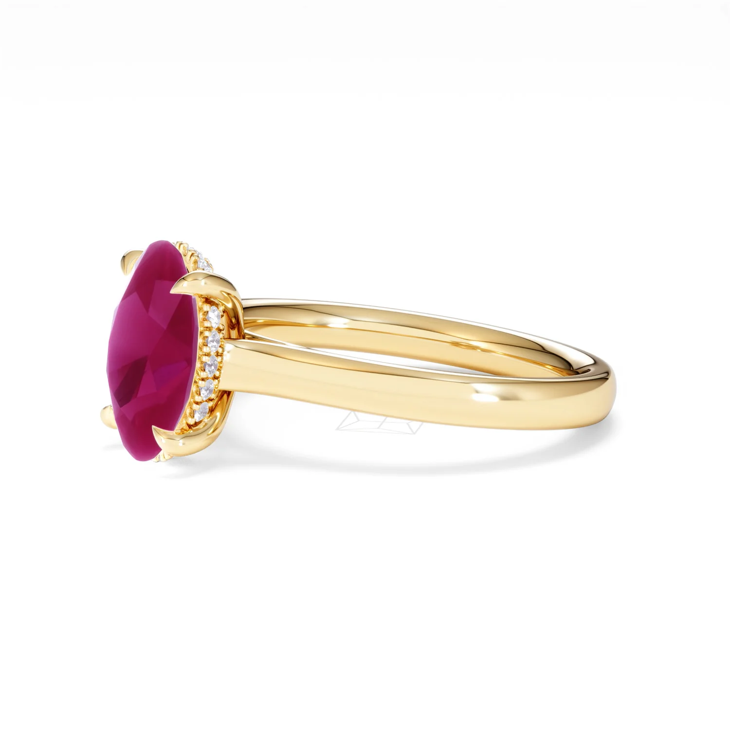 Amora 2.00ct Oval Cut Lab Ruby Hidden Halo Engagement Ring in 18K Yellow Gold - Image 76