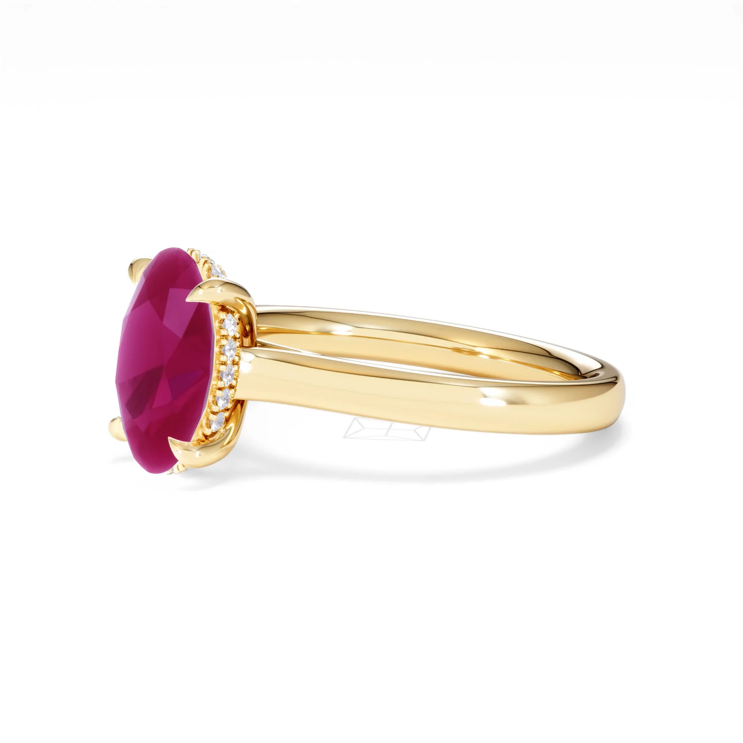 Amora 2.00ct Oval Cut Lab Ruby Hidden Halo Engagement Ring in 18K Yellow Gold - Image 77