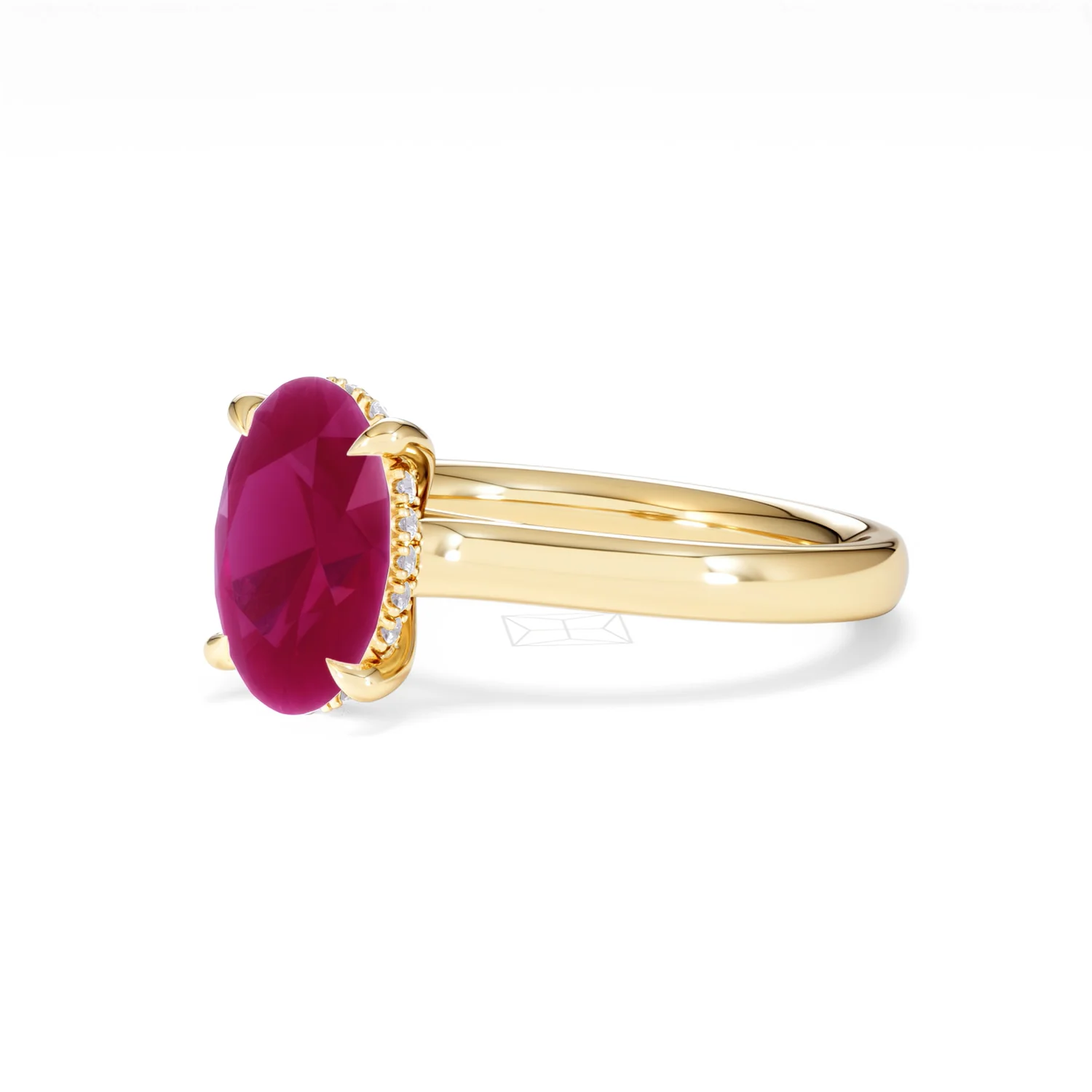 Amora 2.00ct Oval Cut Lab Ruby Hidden Halo Engagement Ring in 18K Yellow Gold - Image 80