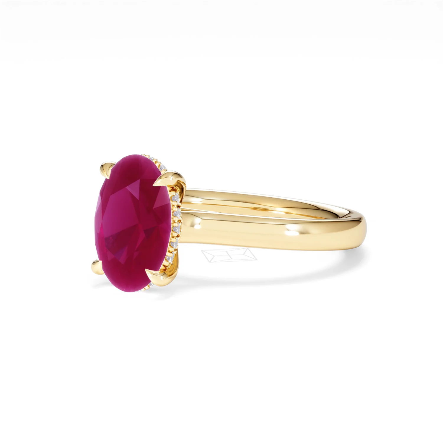 Amora 2.00ct Oval Cut Lab Ruby Hidden Halo Engagement Ring in 18K Yellow Gold - Image 81