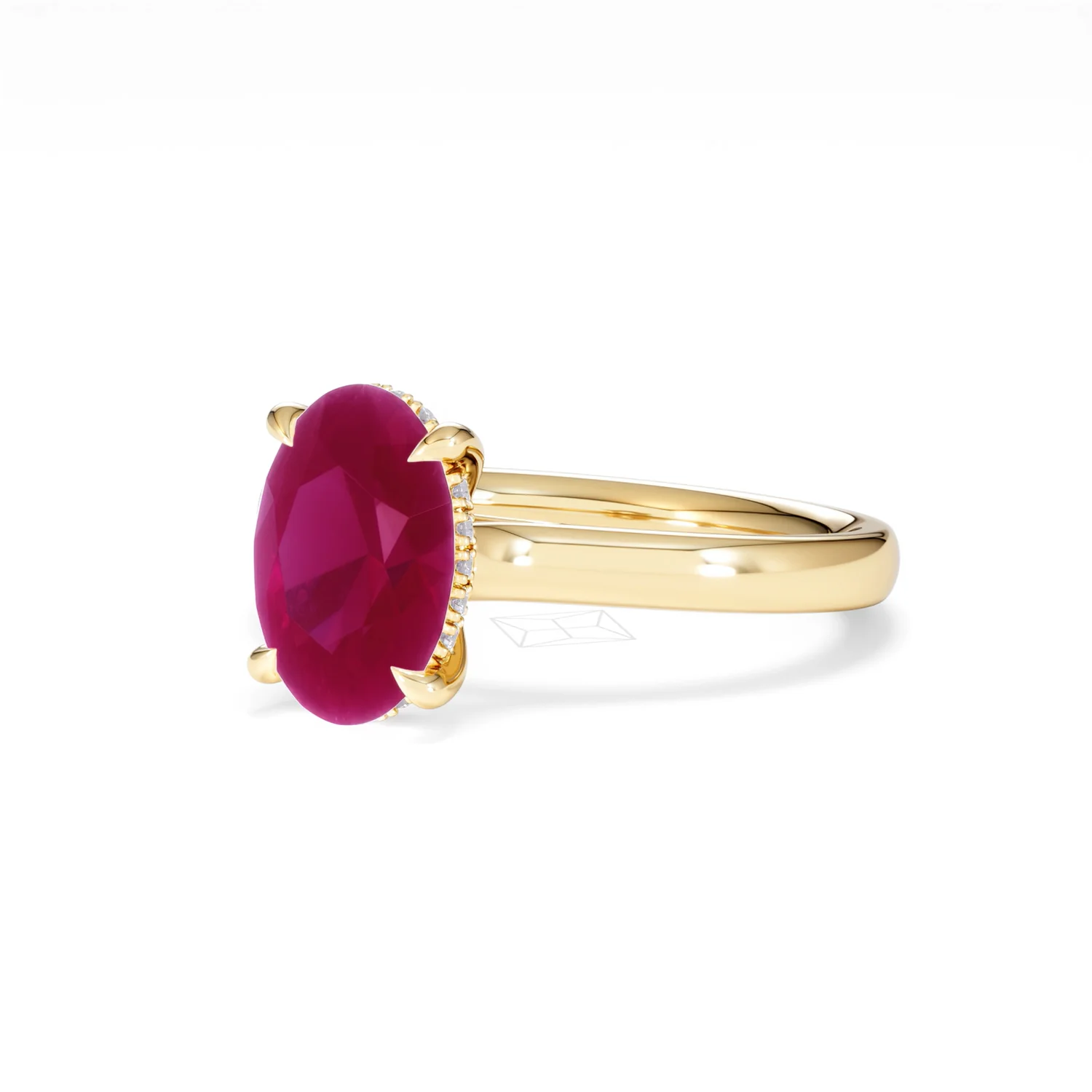 Amora 2.00ct Oval Cut Lab Ruby Hidden Halo Engagement Ring in 18K Yellow Gold - Image 82
