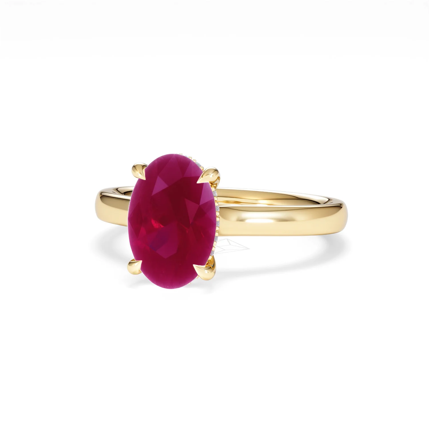 Amora 2.00ct Oval Cut Lab Ruby Hidden Halo Engagement Ring in 18K Yellow Gold - Image 85