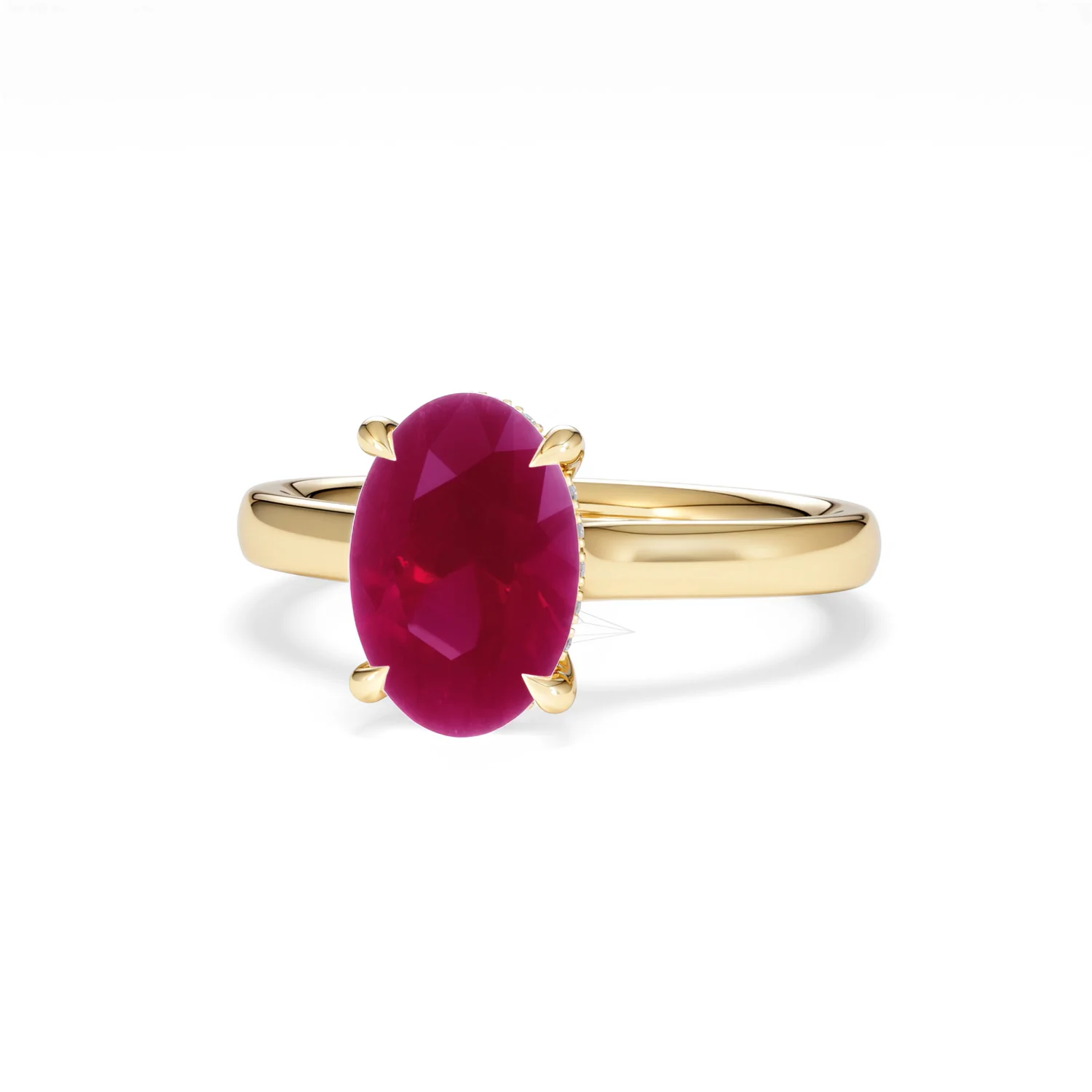 Amora 2.00ct Oval Cut Lab Ruby Hidden Halo Engagement Ring in 18K Yellow Gold - Image 86