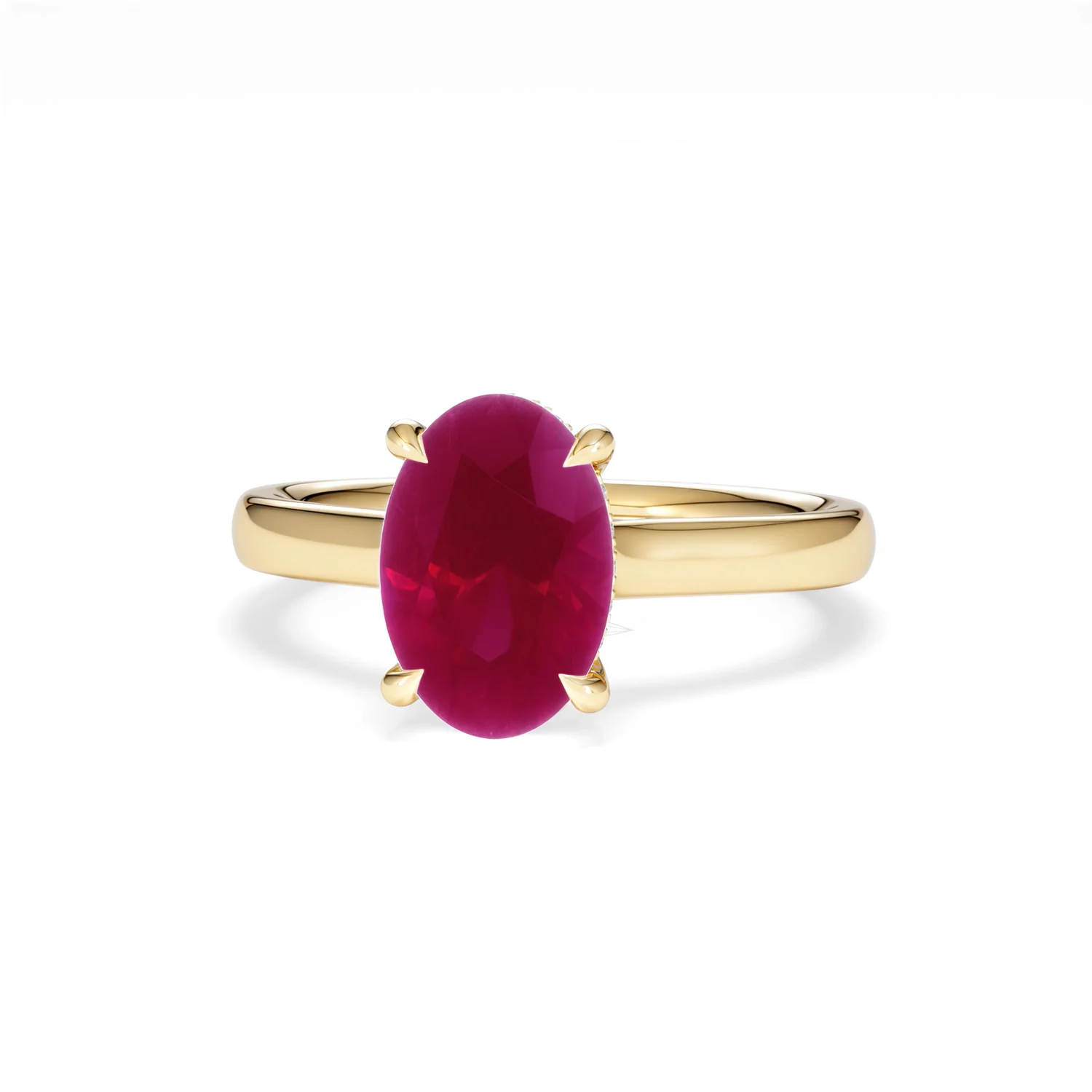Amora 2.00ct Oval Cut Lab Ruby Hidden Halo Engagement Ring in 18K Yellow Gold - Image 87