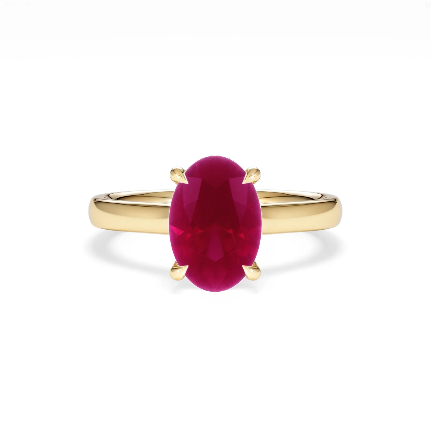 Amora 2.00ct Oval Cut Lab Ruby Hidden Halo Engagement Ring in 18K Yellow Gold - Image 9