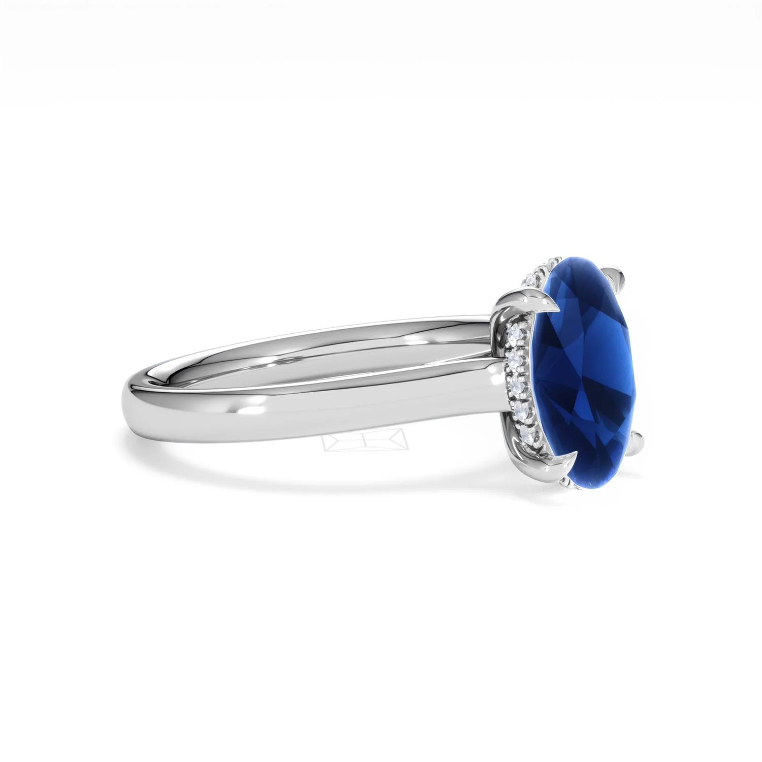 Amora 2.00ct Oval Cut Lab Sapphire Hidden Halo Engagement Ring in 18K White Gold - Image 20