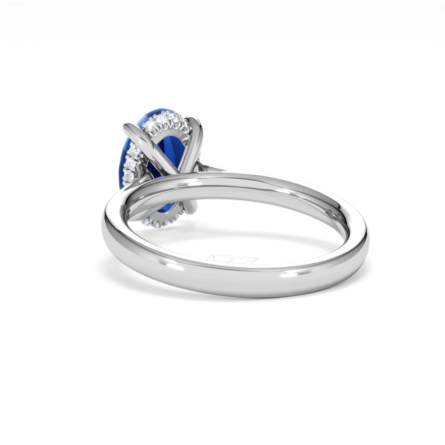 Amora 2.00ct Oval Cut Lab Sapphire Hidden Halo Engagement Ring in 18K White Gold - Image 55