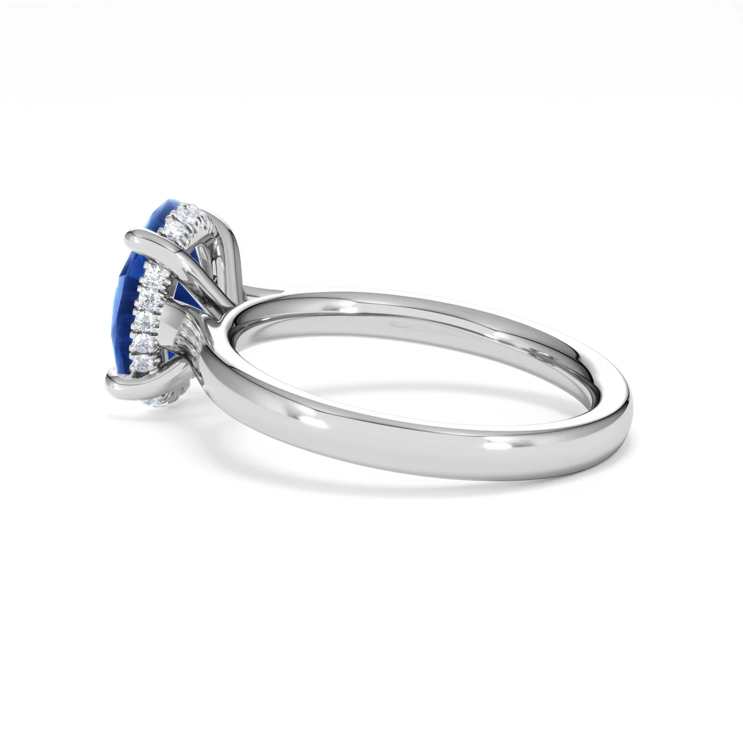 Amora 2.00ct Oval Cut Lab Sapphire Hidden Halo Engagement Ring in 18K White Gold - Image 63