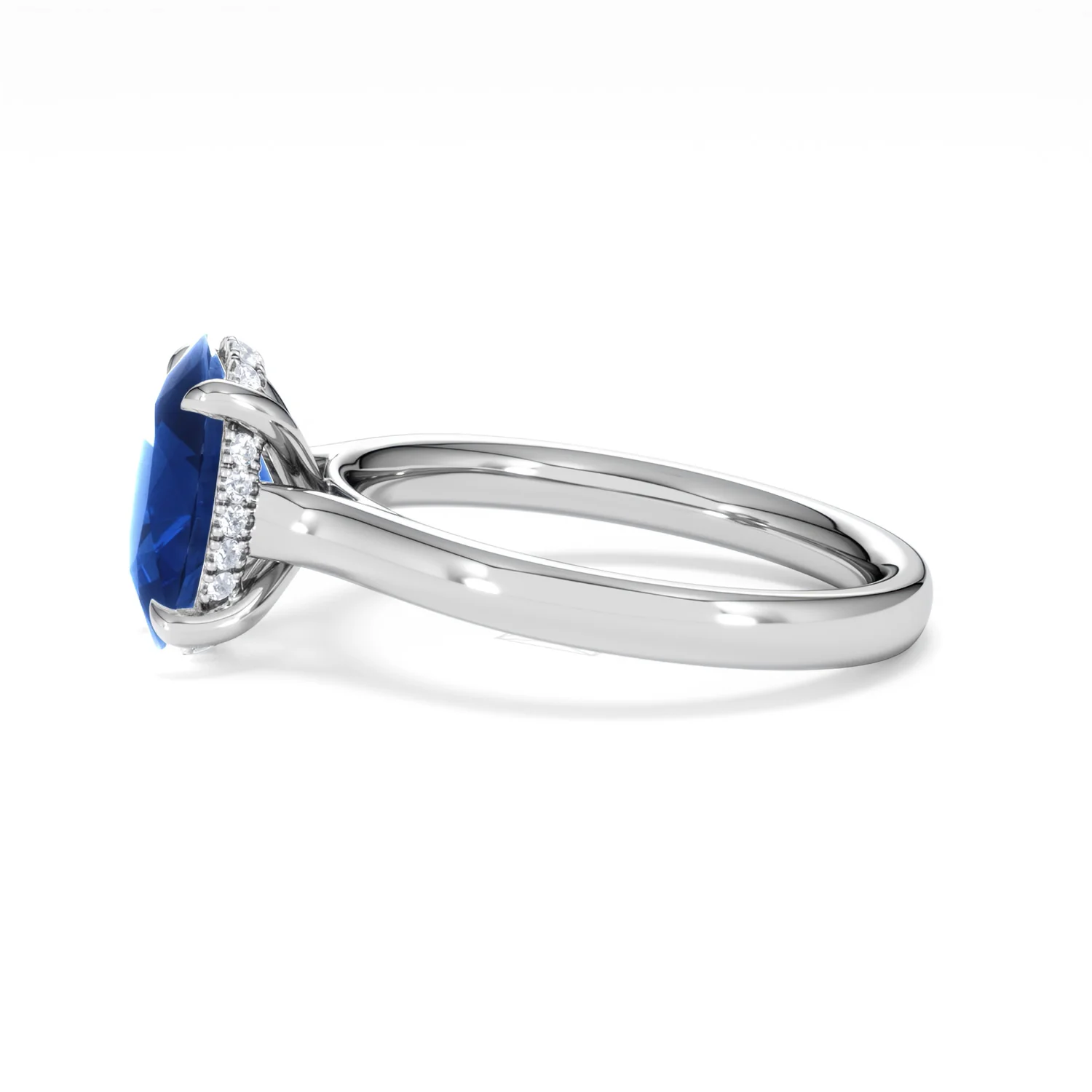 Amora 2.00ct Oval Cut Lab Sapphire Hidden Halo Engagement Ring in 18K White Gold - Image 71