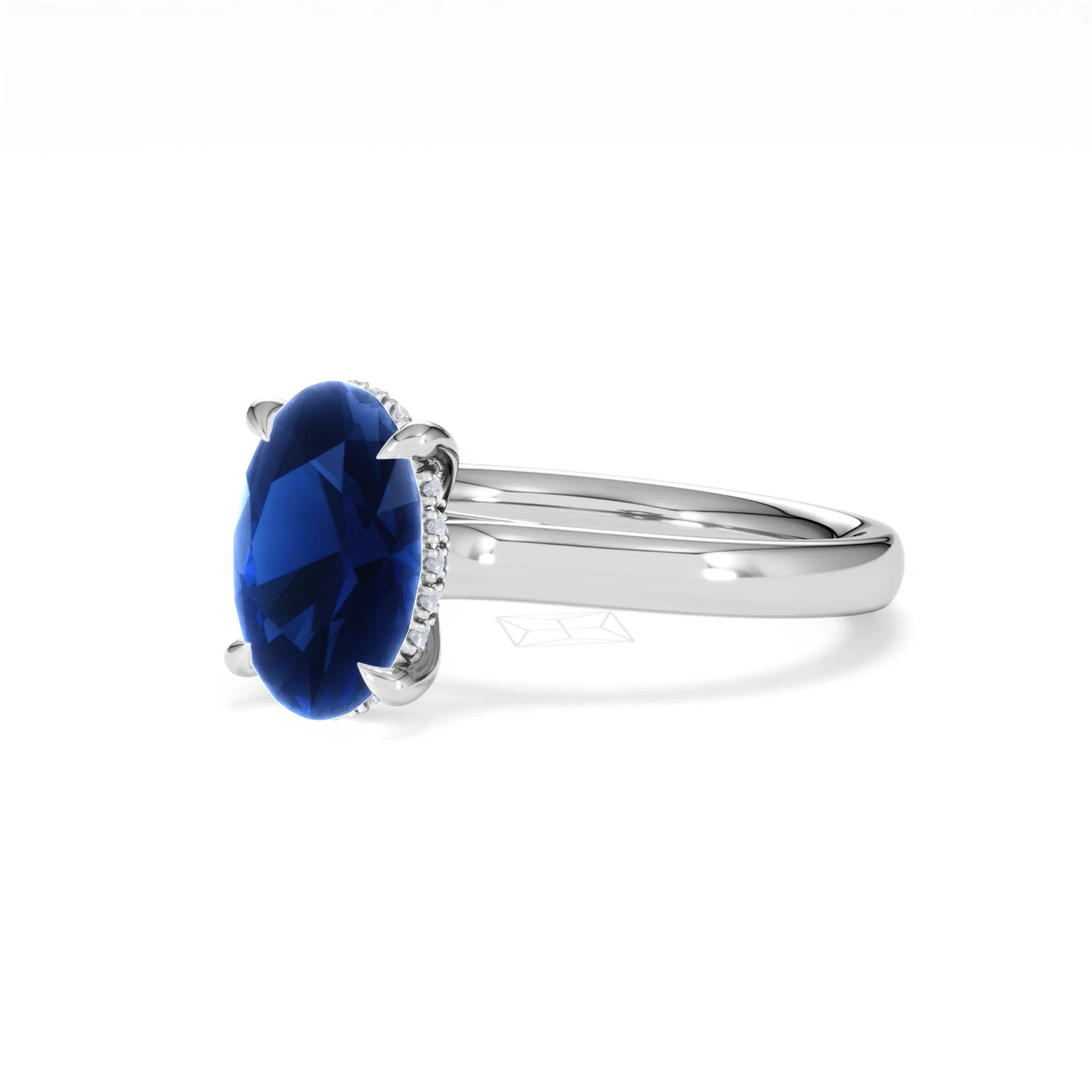 Amora 2.00ct Oval Cut Lab Sapphire Hidden Halo Engagement Ring in 18K White Gold - Image 81