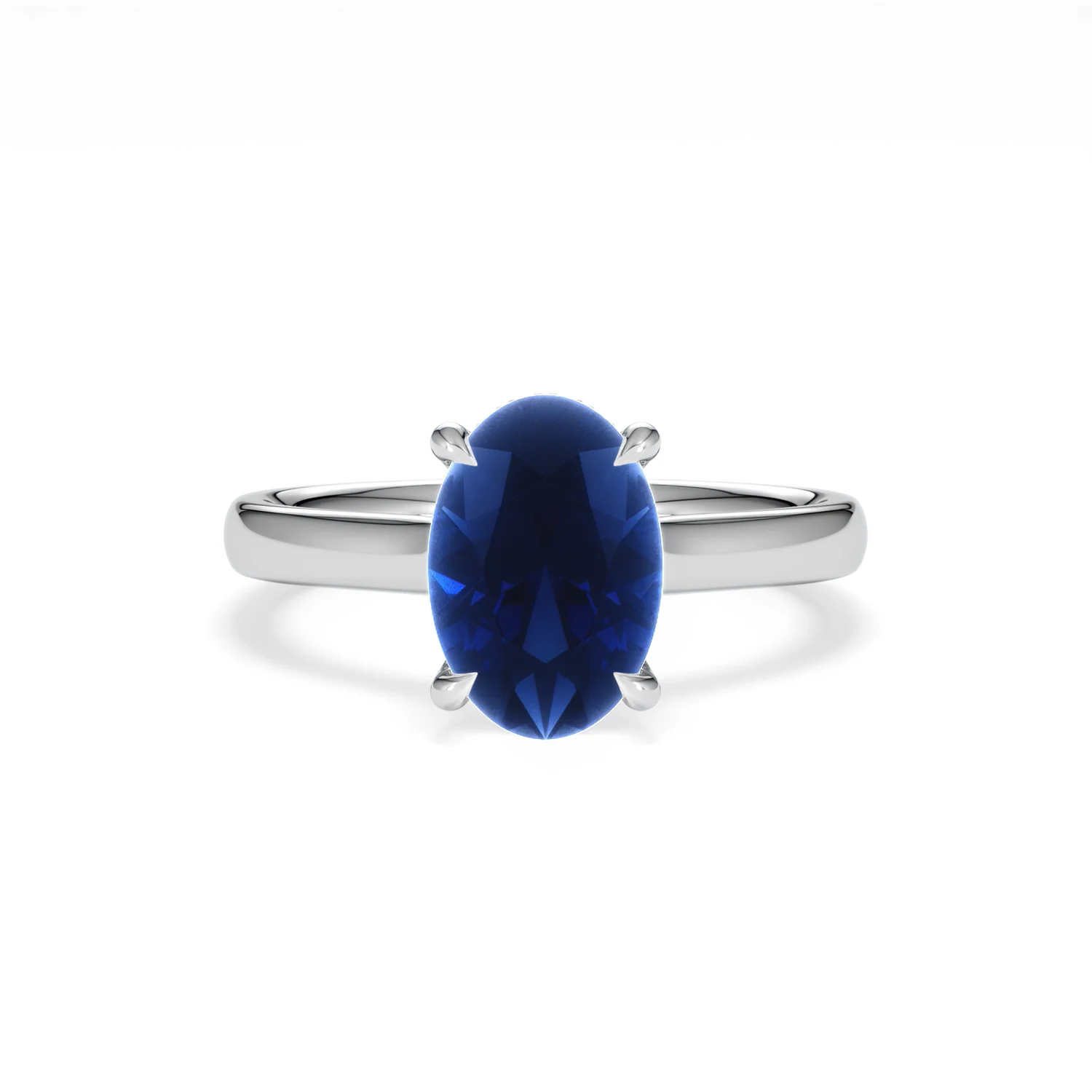 Amora 2.00ct Oval Cut Lab Sapphire Hidden Halo Engagement Ring in 18K White Gold - Image 9