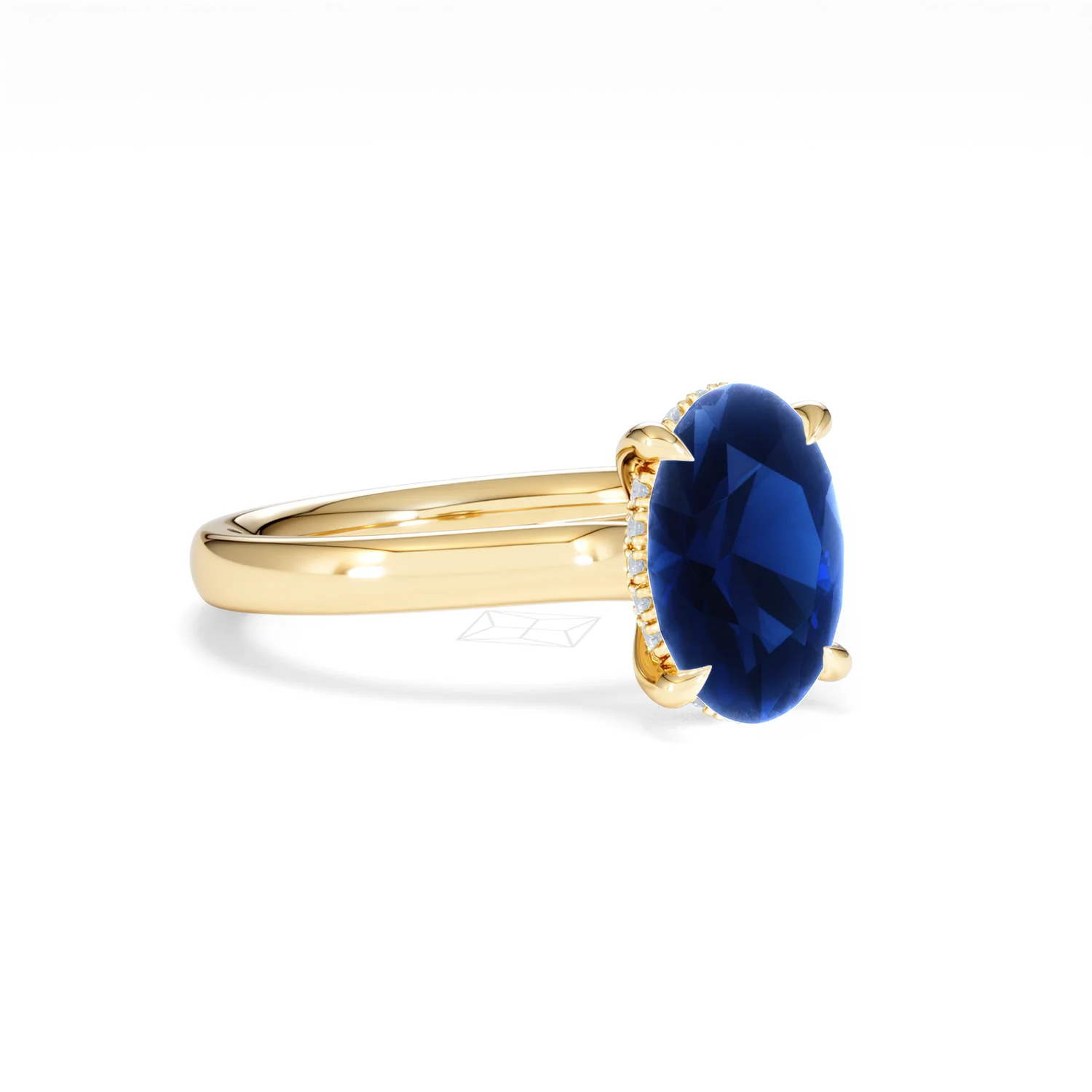 Amora 2.00ct Oval Cut Lab Sapphire Hidden Halo Engagement Ring in 18K Yellow Gold - Image 16