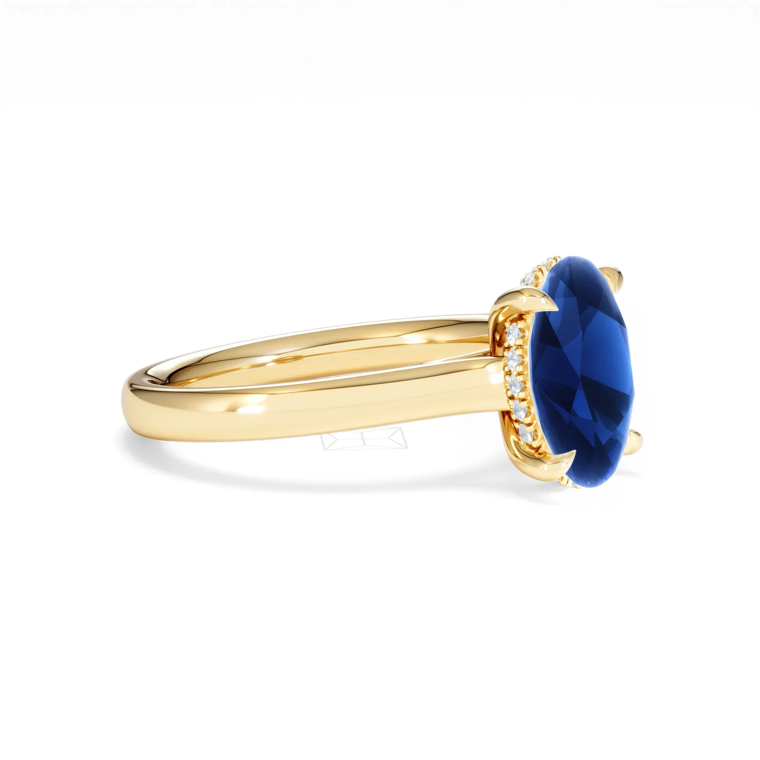 Amora 2.00ct Oval Cut Lab Sapphire Hidden Halo Engagement Ring in 18K Yellow Gold - Image 20