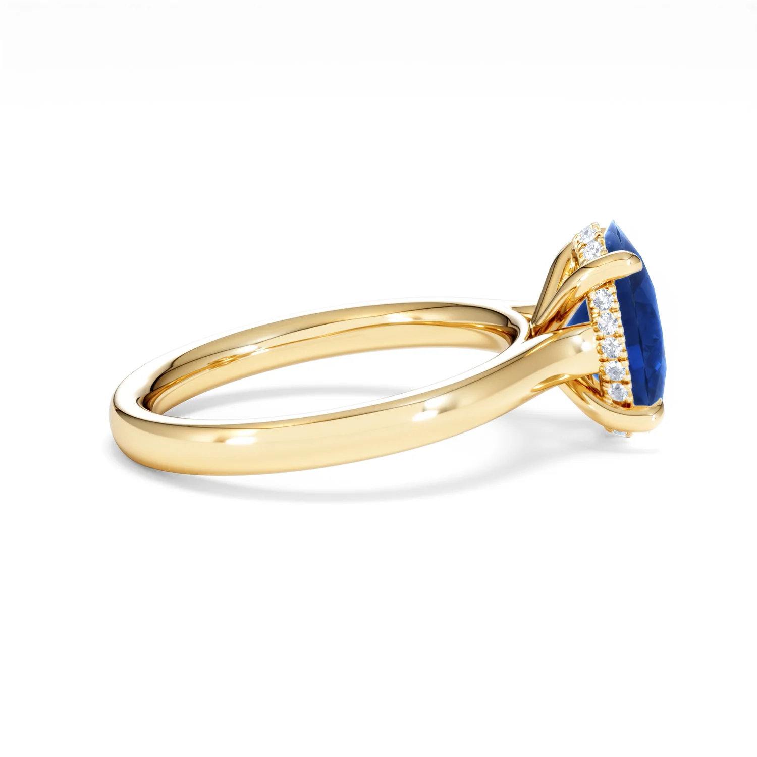 Amora 2.00ct Oval Cut Lab Sapphire Hidden Halo Engagement Ring in 18K Yellow Gold - Image 30